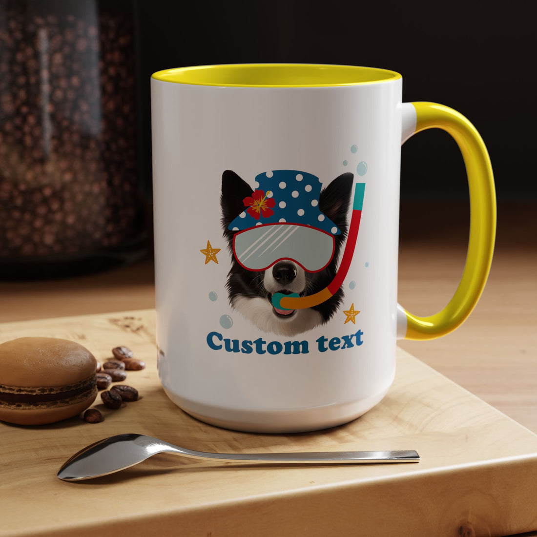 Sommer Tauchhund Tasse | Personalisierte Hundefoto Kaffeetasse mit individuellem Text