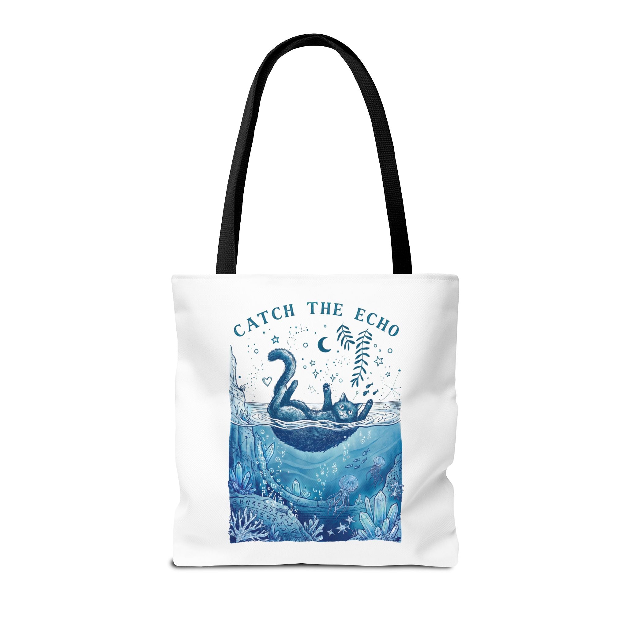Cat Ocean Adventure Tote Bag | Vintage Underwater Graphic Canvas Bag