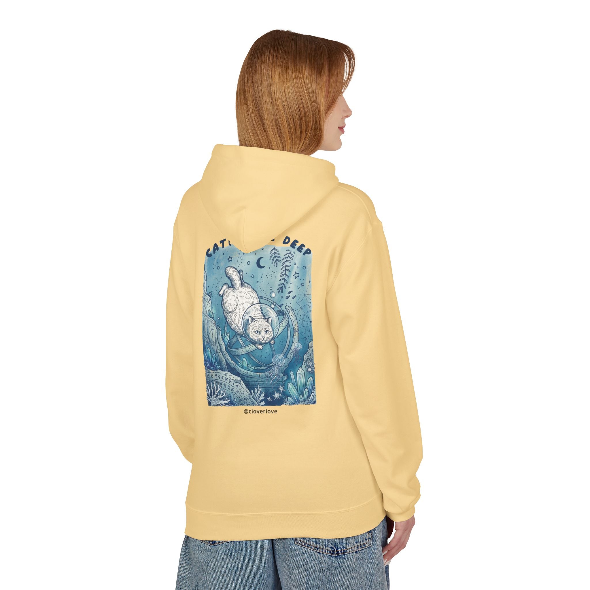 Katzen-Tiefseeabenteuer-Kapuzenpulli | Vintage Ozeanforscher Grafik-Sweatshirt
