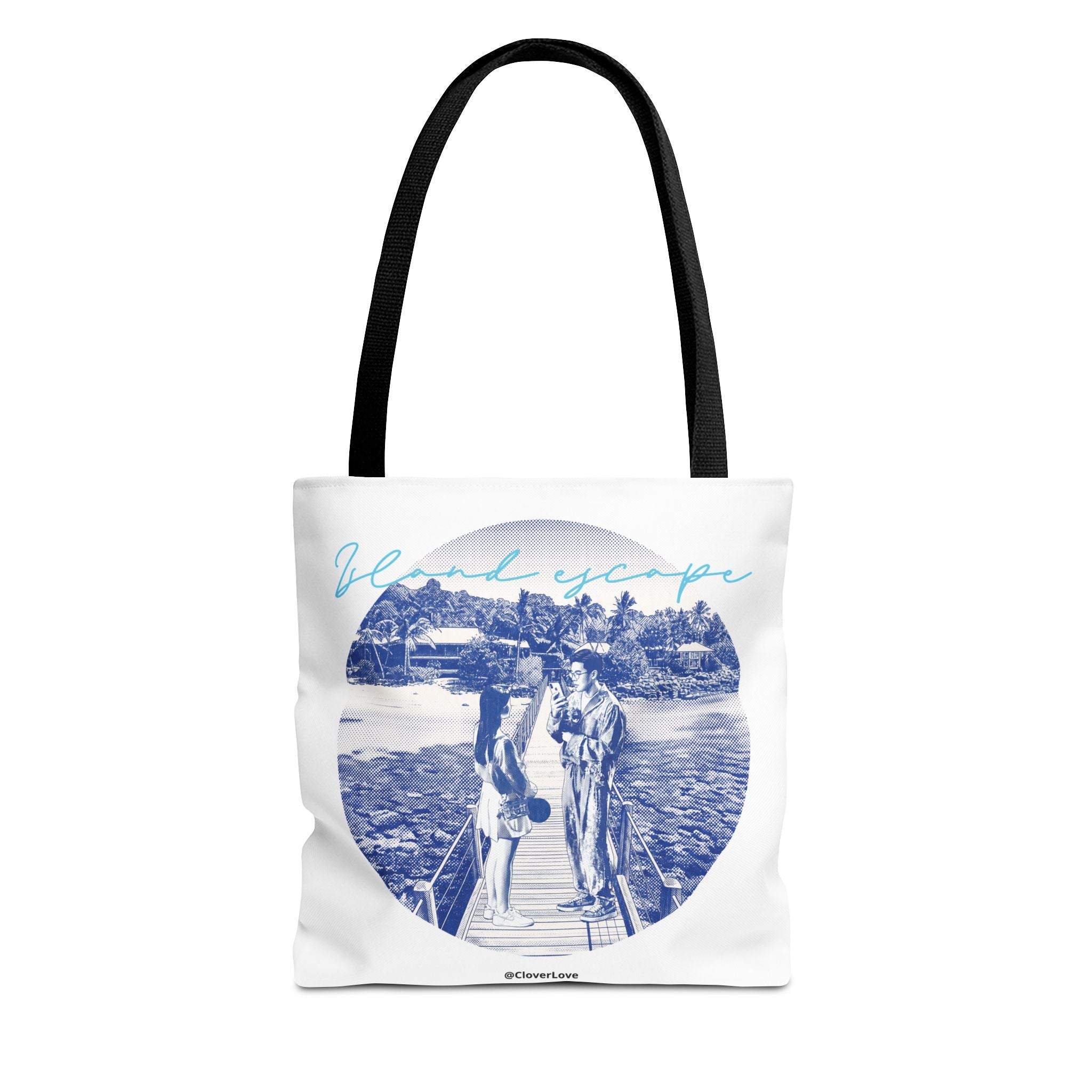 Island Escape Tote Bag | Vintage Beach Travel Canvas Bag