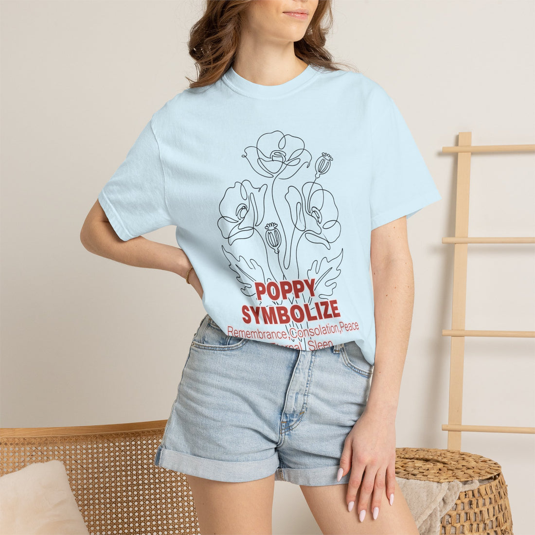 Poppy Flower T-Shirt - Memorial Botanical Graphic Shirt for Flower Lovers