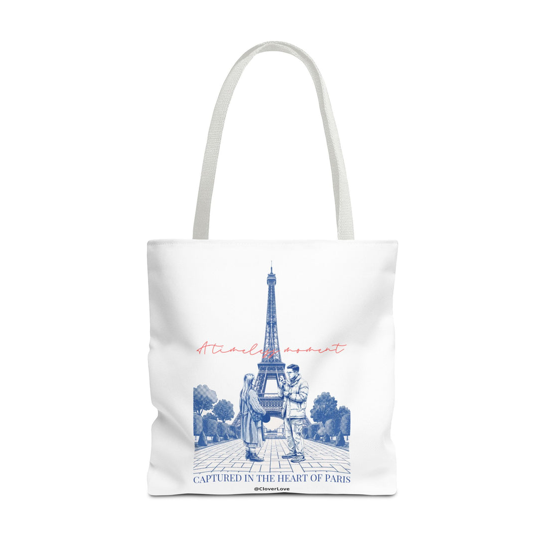 Paris Travel Tote Bag | Vintage Eiffel Tower Couple Canvas Bag