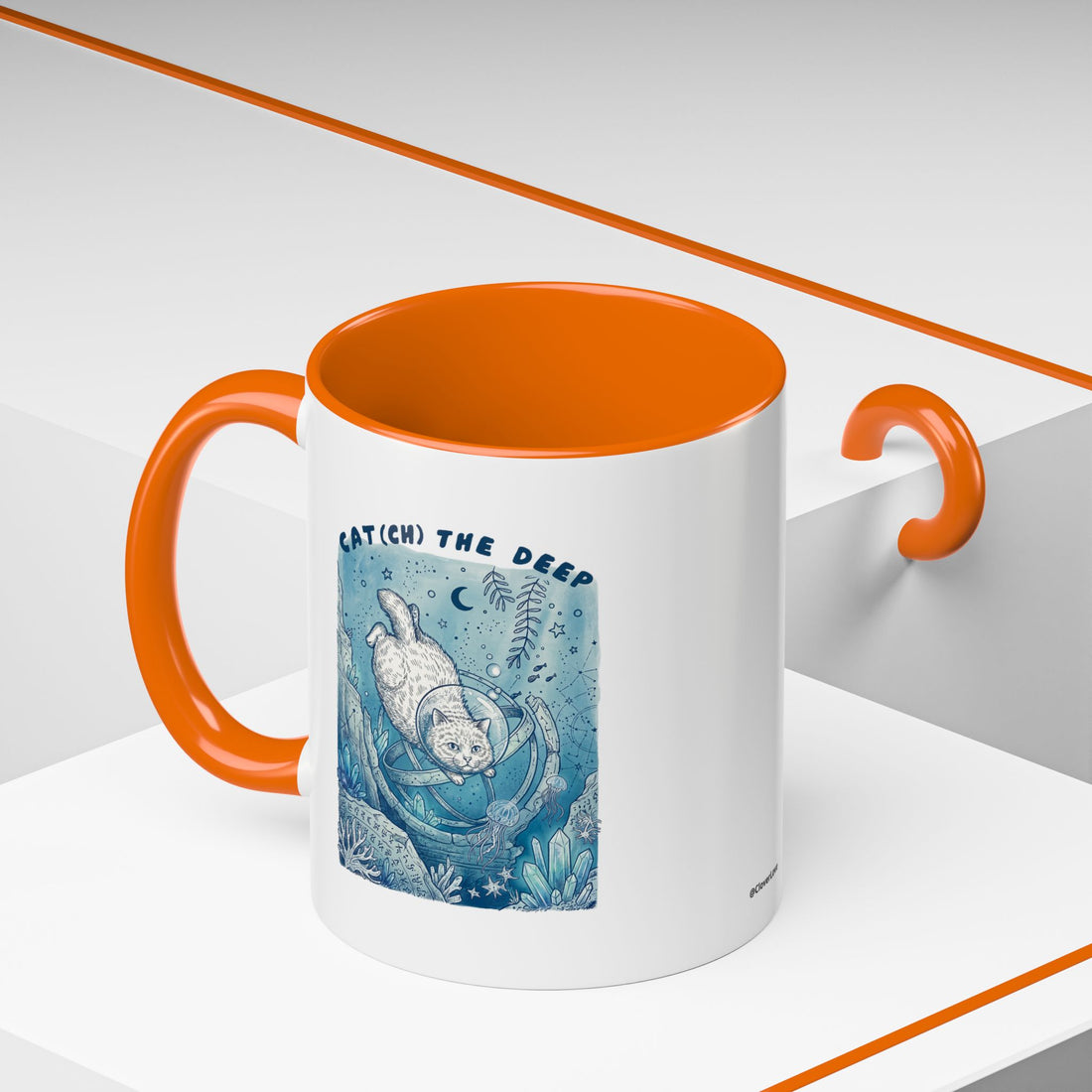 Cat's Deep Ocean Adventure Mug - Underwater Cat Lover Coffee Cup