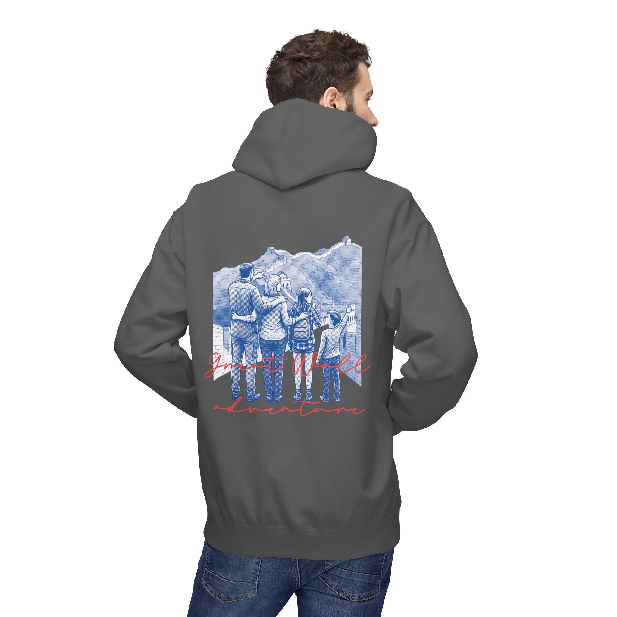 Great Wall Family Adventure Hoodie – Vintage Travel Landmark Graphic Pullover Sweatshirt