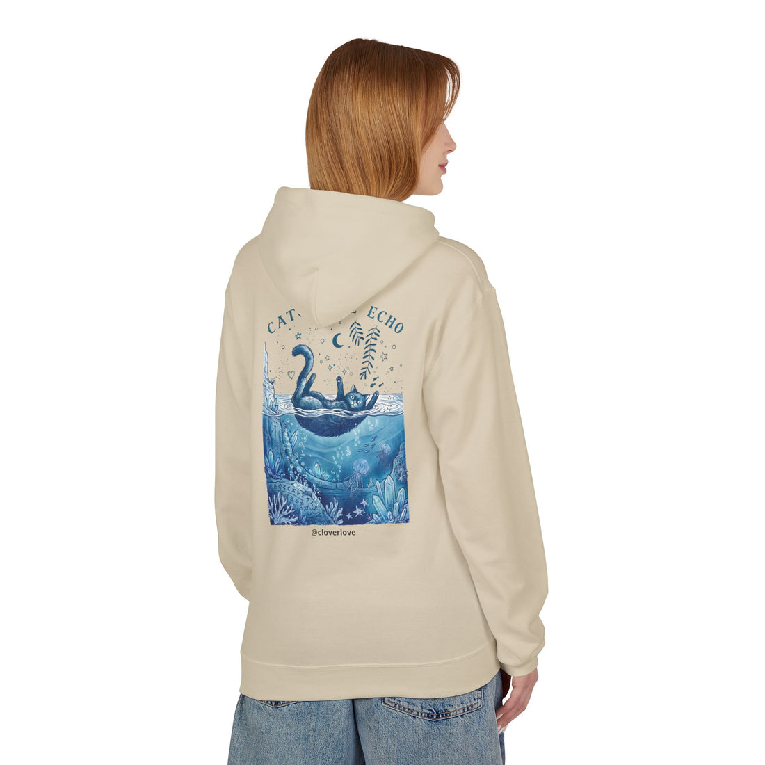 Katzen-Ozean-Abenteuer-Kapuzenpullover | Vintage Unterwasser-Grafik-Sweatshirt