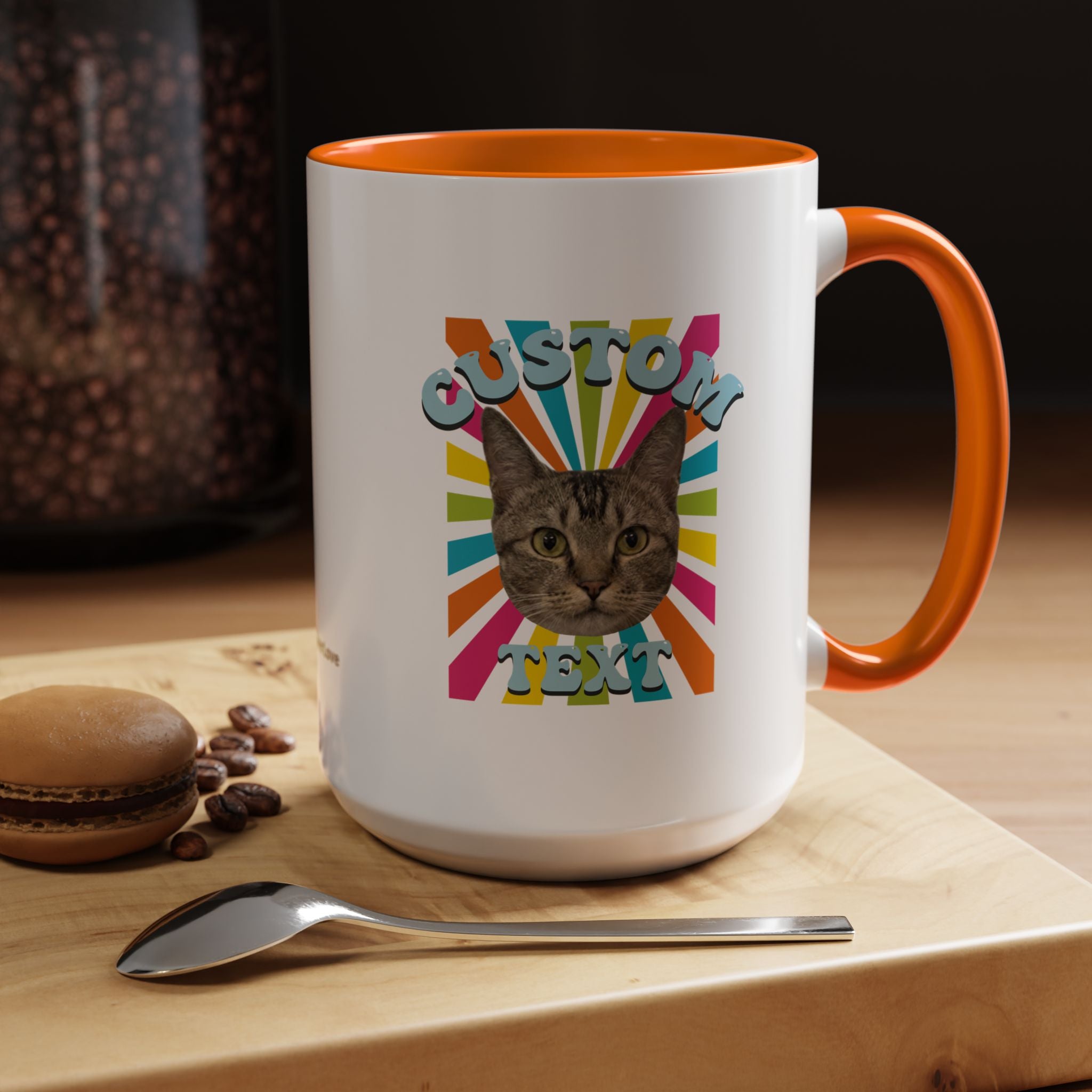 Retro Custom Cat Mug | Personalized Pet Photo Coffee Cup With Custom Text