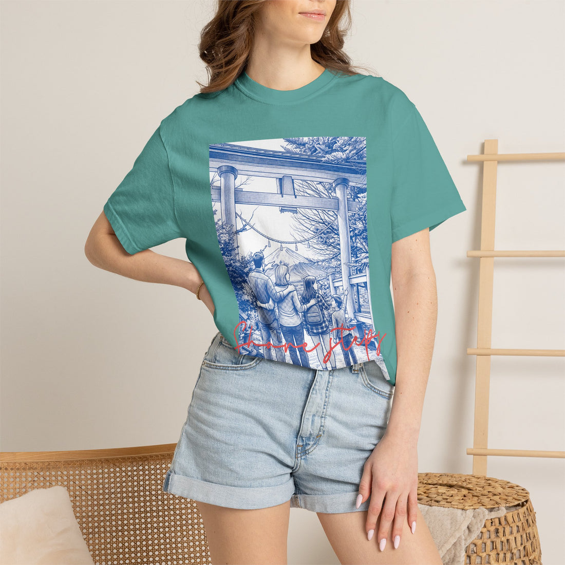 Custom Japan Landmark T-Shirt - Vintage Shrine Adventure Tee, Travel Lover Gift