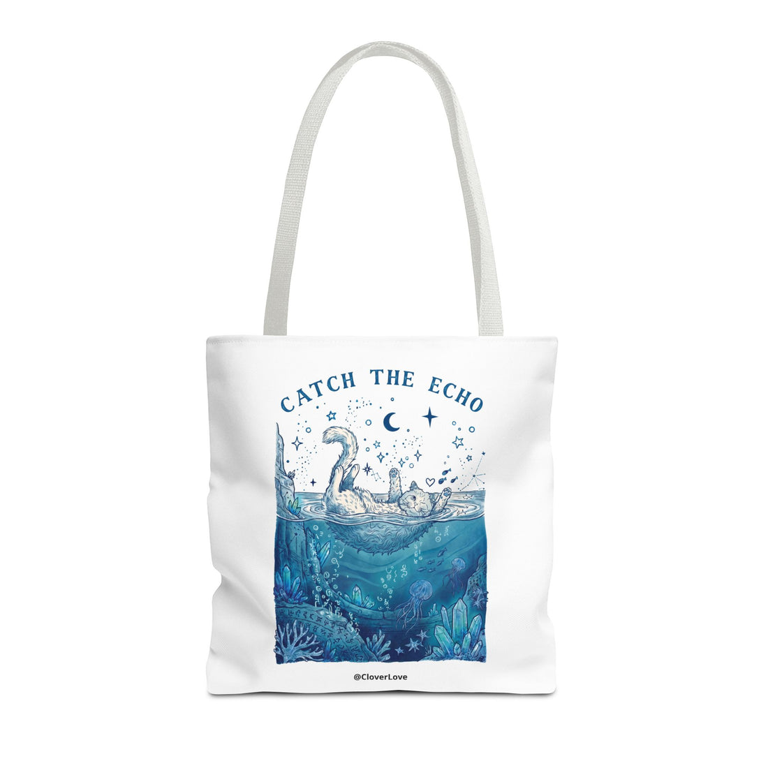 Cat Ocean Adventure Tote Bag | Vintage Underwater Graphic Canvas Bag