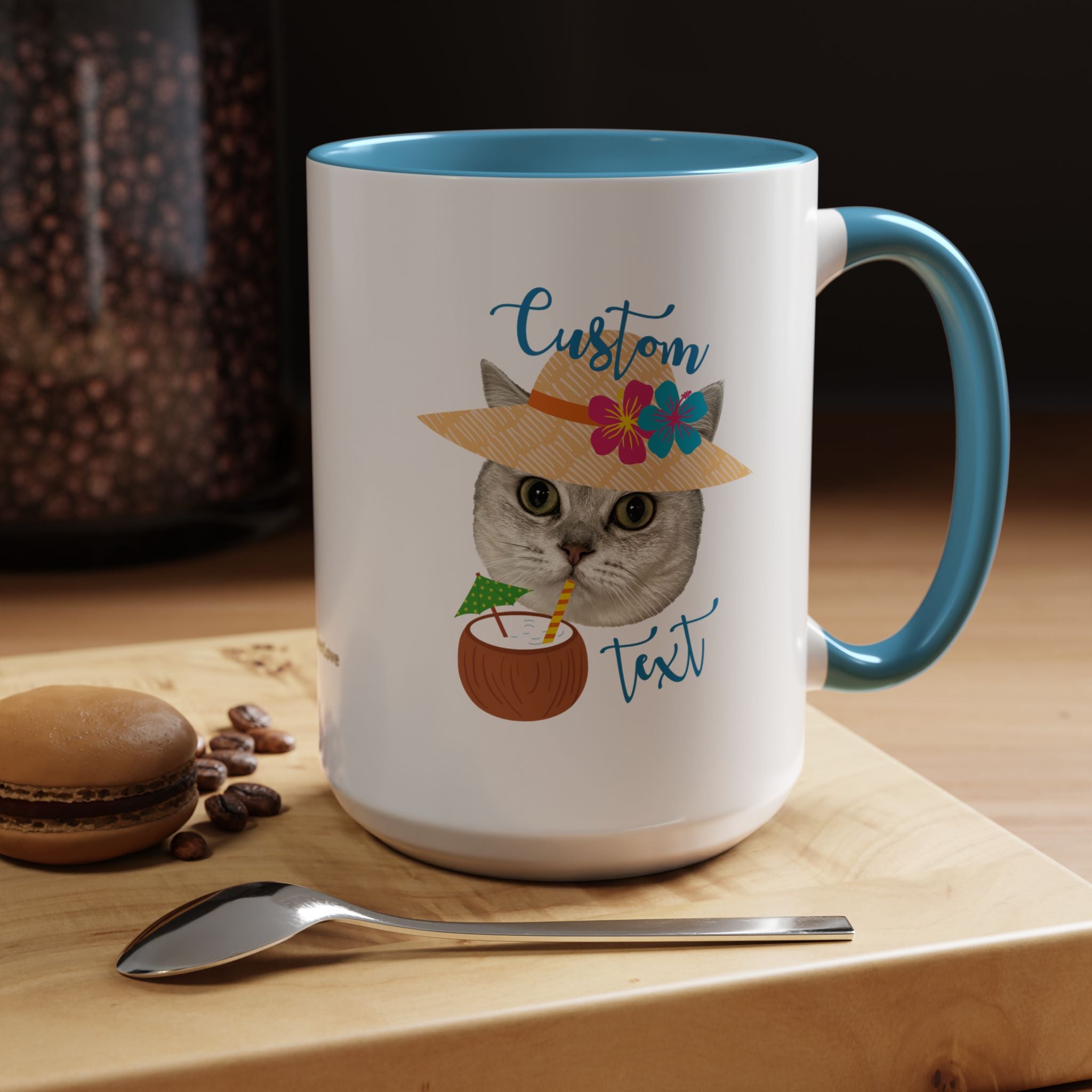 Personalized Summer Cat Mug | Custom Pet Portrait Coffee Cup