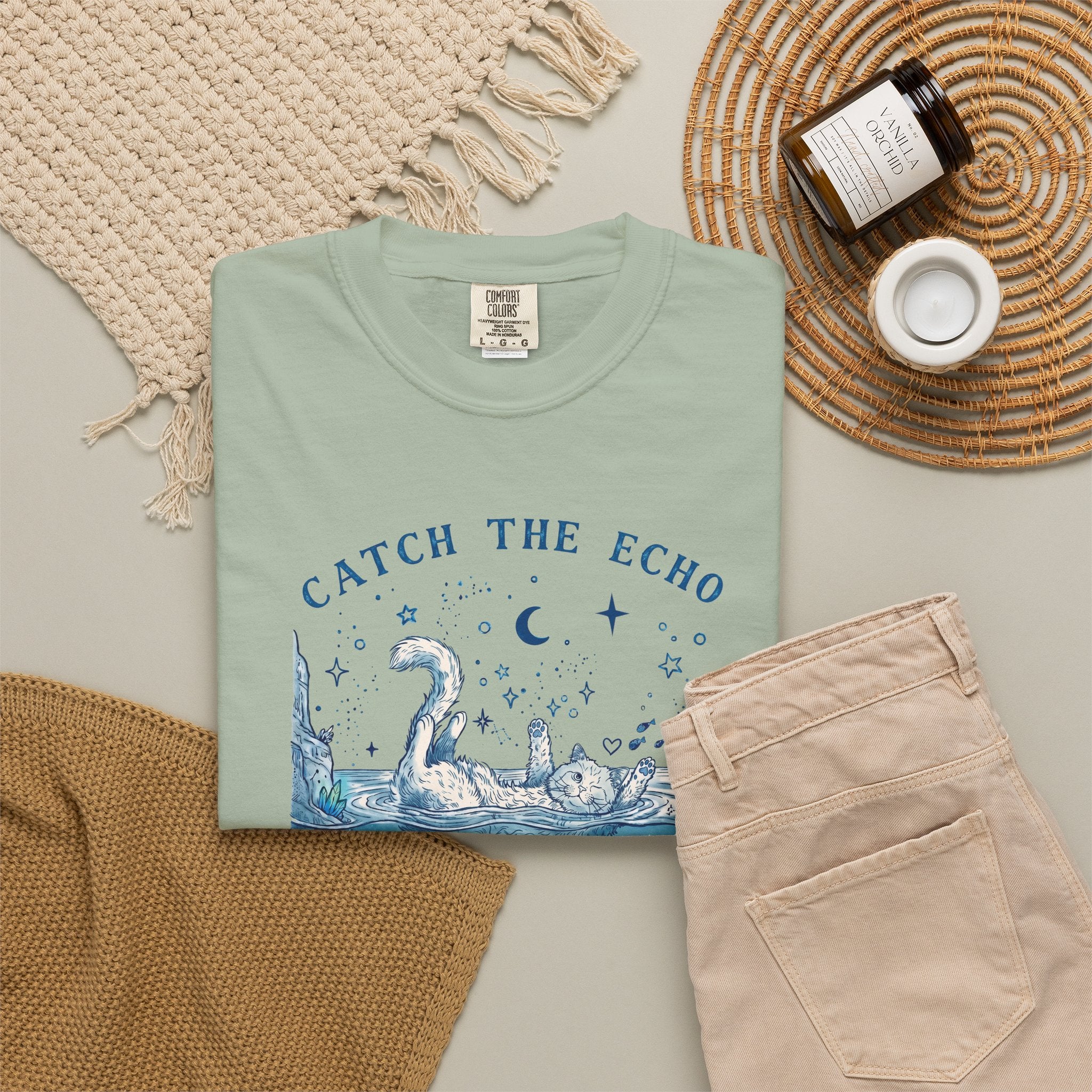 Catch The Echo Cat T-Shirt - Vintage Fantasy Animal Shirt for Cat Lovers