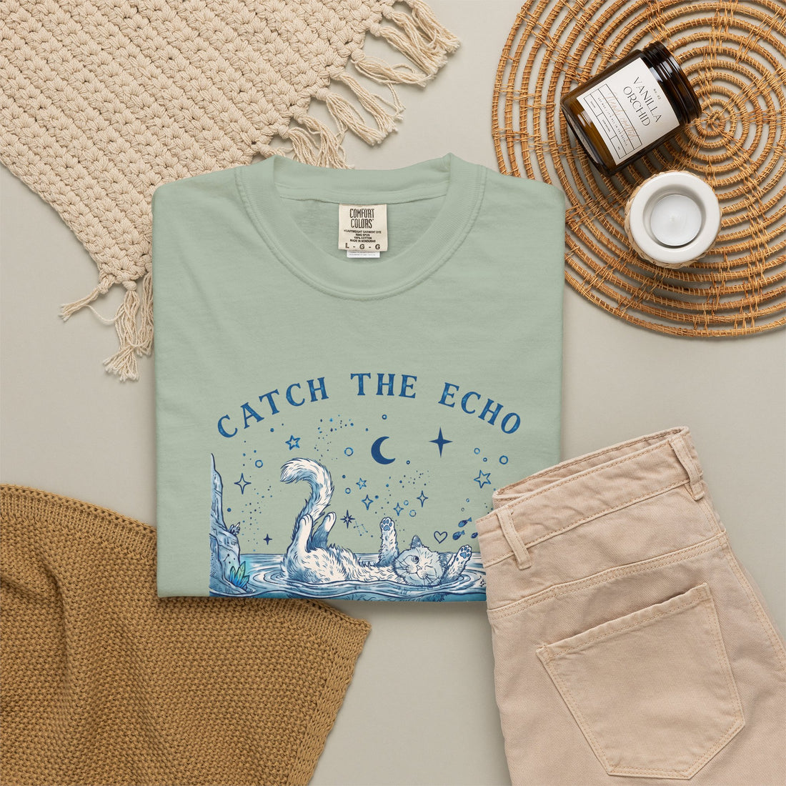 Catch The Echo Cat T-Shirt - Vintage Fantasy Animal Shirt for Cat Lovers