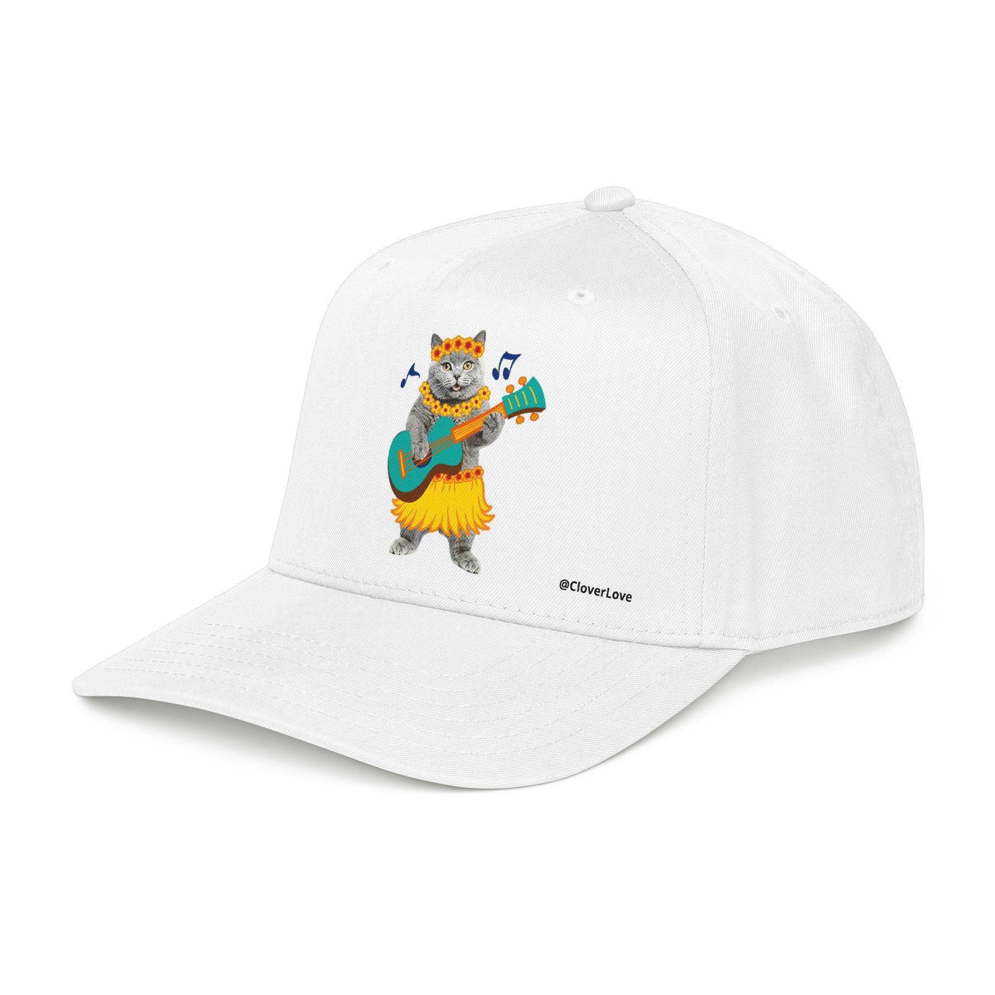 Summer Cat Guitar Hat – Personalized Pet Lover Baseball Cap, Fun Beach Vacation Gift