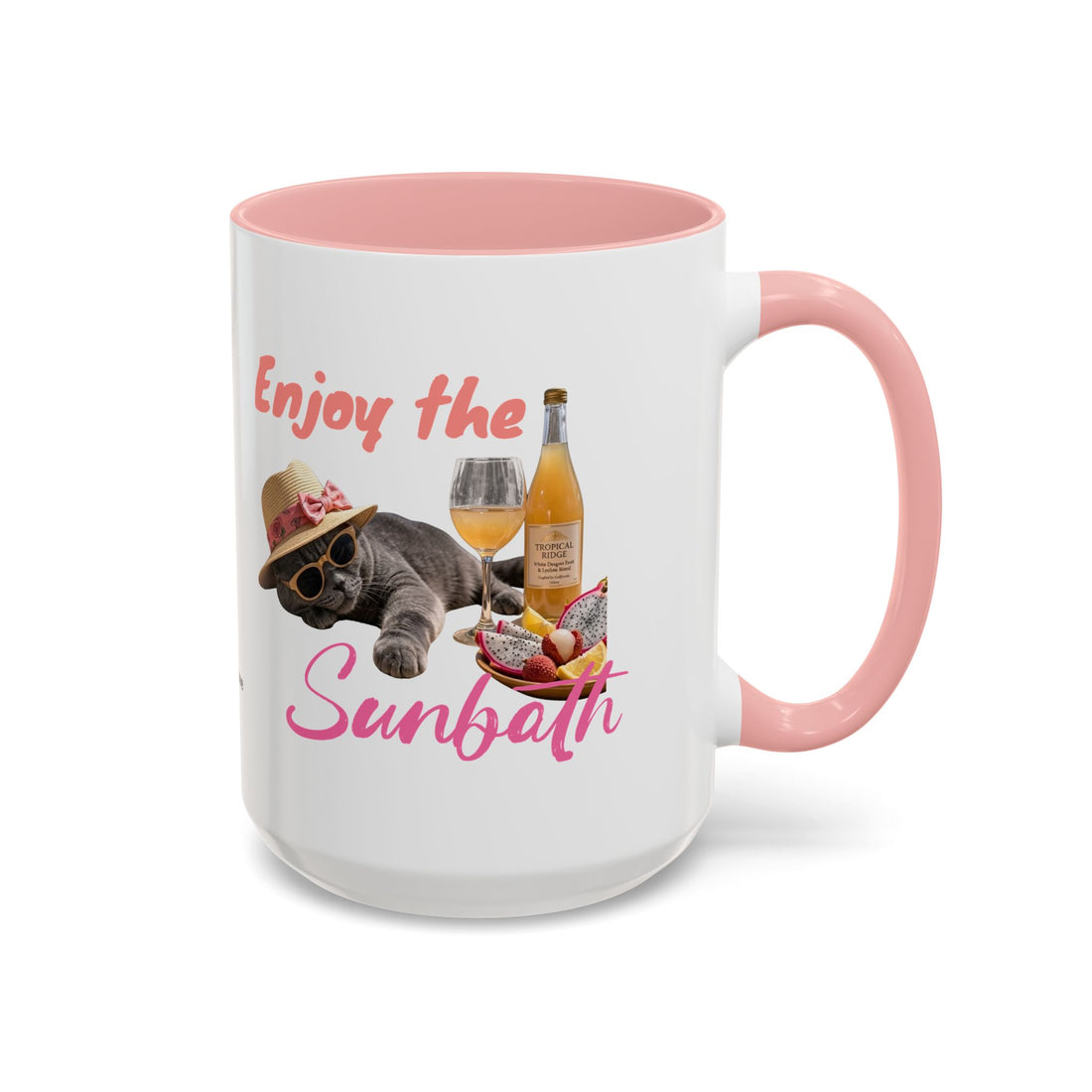Summer Sunbathing Cat Mug | Personalized Cat Coffee Cup With Custom Text