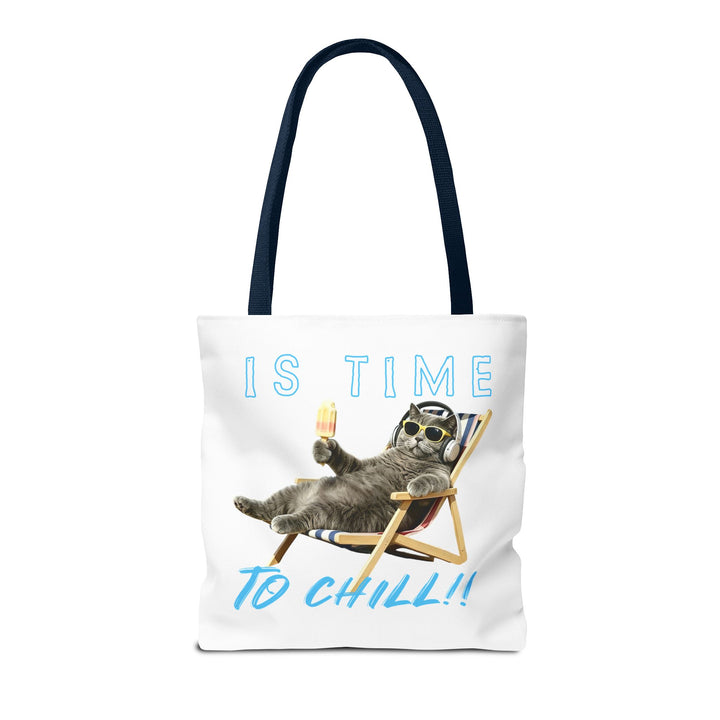 Summer Chill Cat Tote Bag | Funny Cat Lover Beach Bag