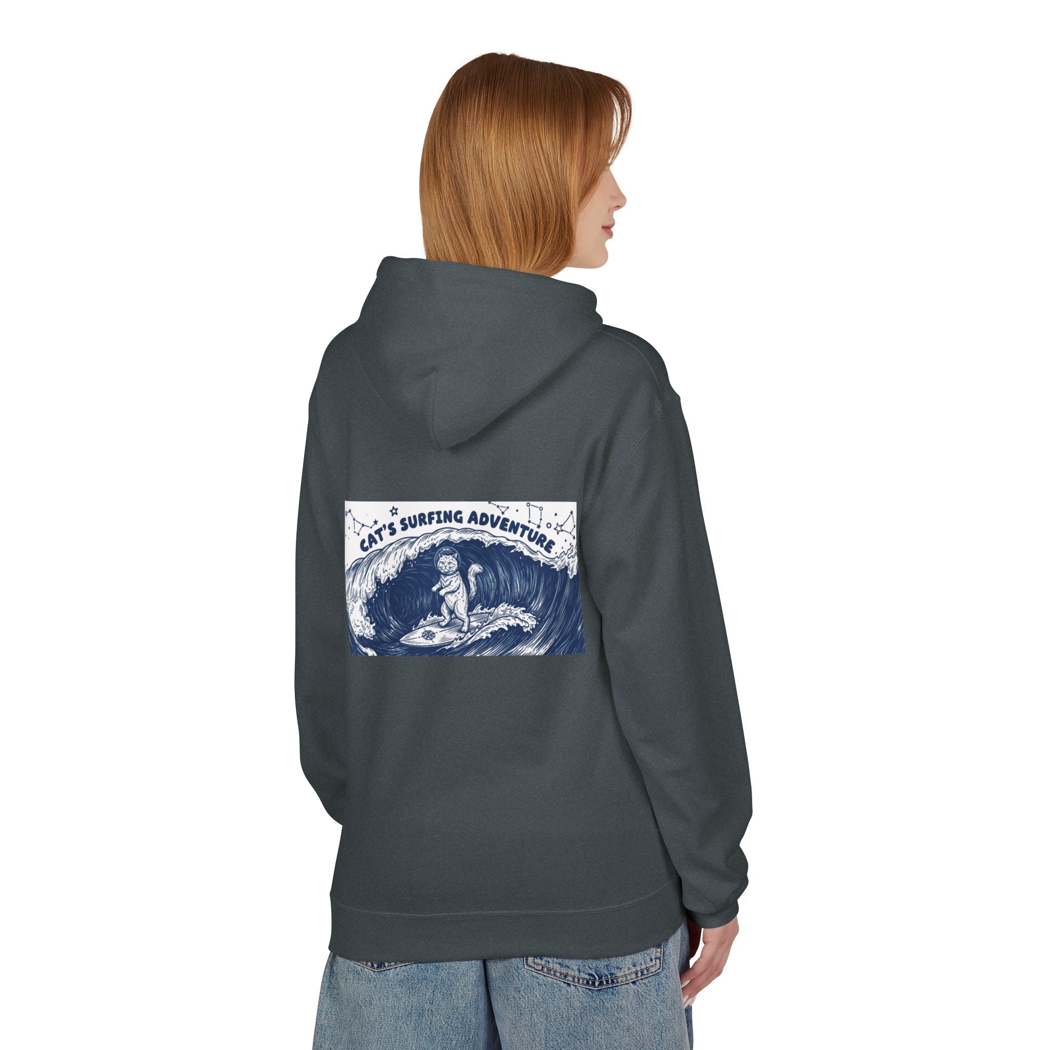 Cat's Surfing Adventure Hoodie | Vintage Ocean Graphic Sweatshirt