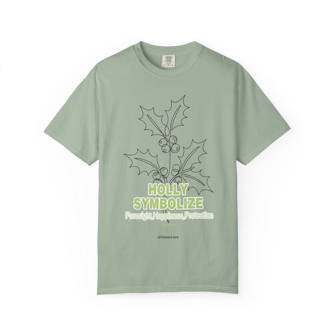Holly Botanical T-Shirt - Winter Floral Graphic Shirt for Nature Lovers