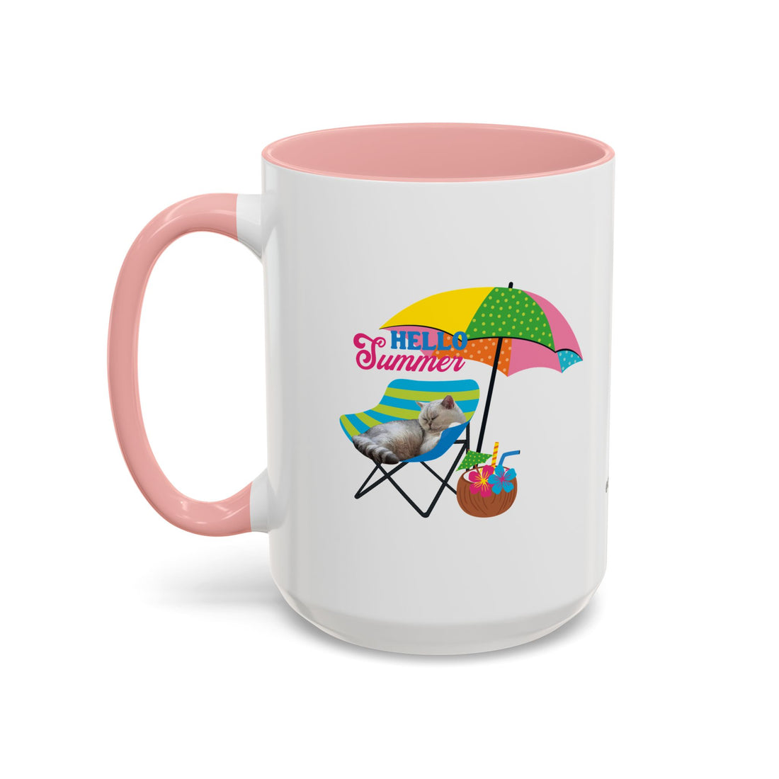 Personalized Summer Cat Mug | Custom Pet Portrait Coffee Cup