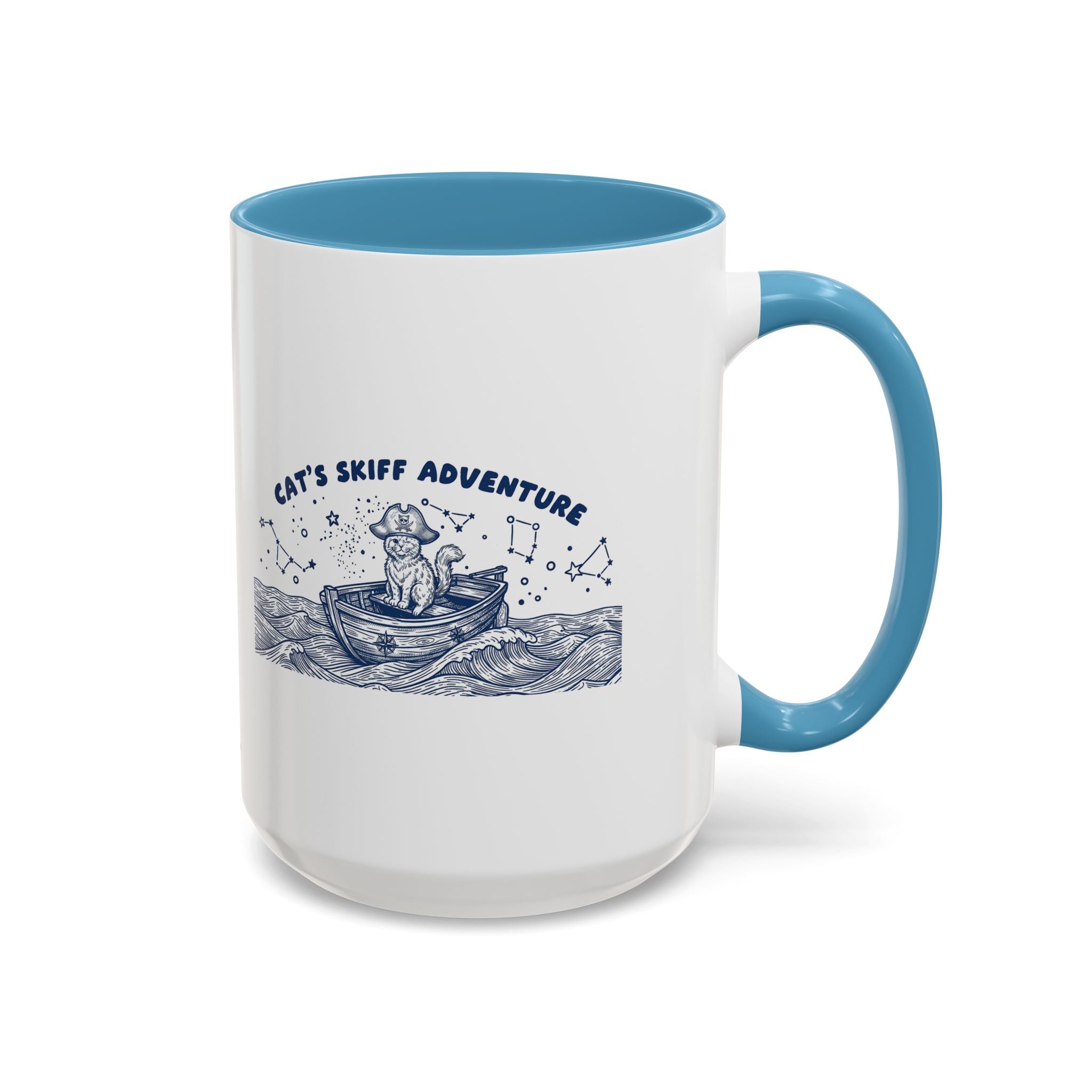 Cat's Skiff Adventure Ocean Mug - Cute Nautical Cat Lover Coffee Cup