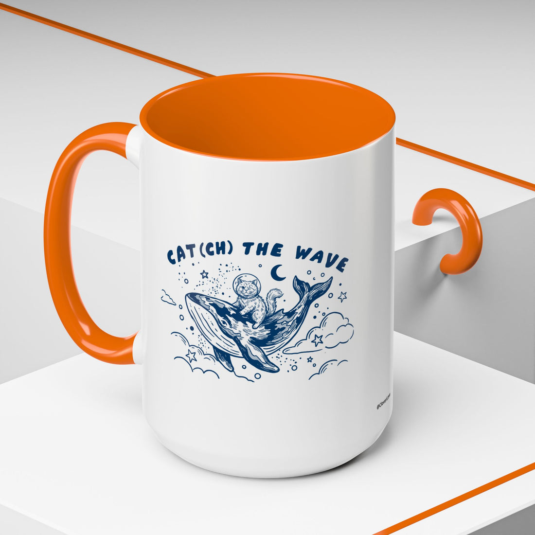 Cat's Wave Adventure Mug - Cute Cat Whale Ocean Coffee Cup