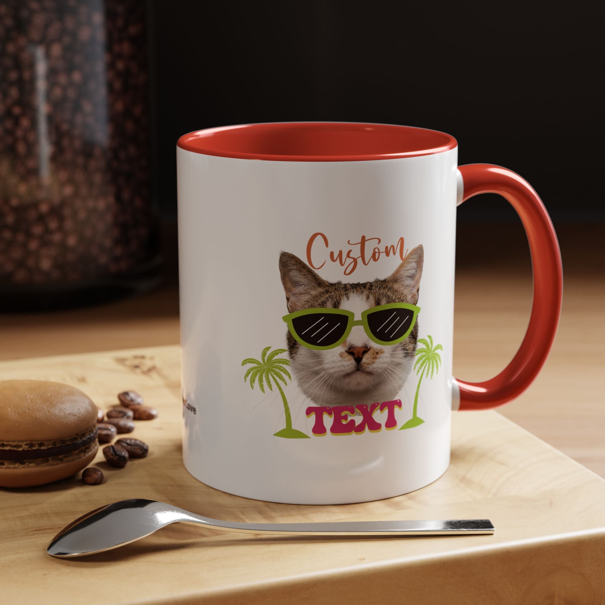 Cool Cat Summer Mug | Personalized Cat Photo Coffee Cup With Custom Text