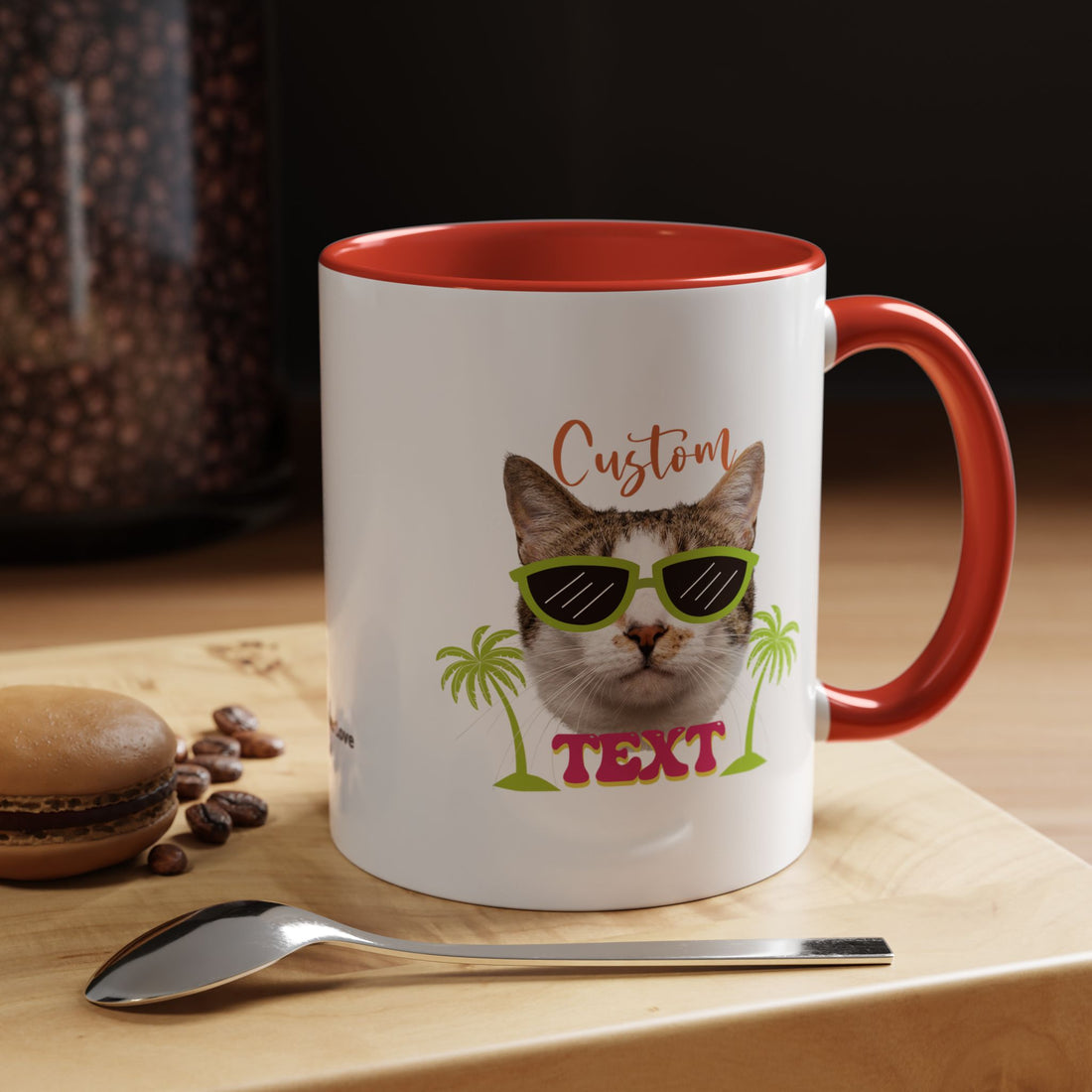 Cool Cat Summer Mug | Personalized Cat Photo Coffee Cup With Custom Text