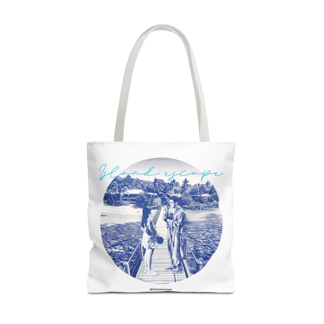 Island Escape Tote Bag | Vintage Beach Travel Canvas Bag