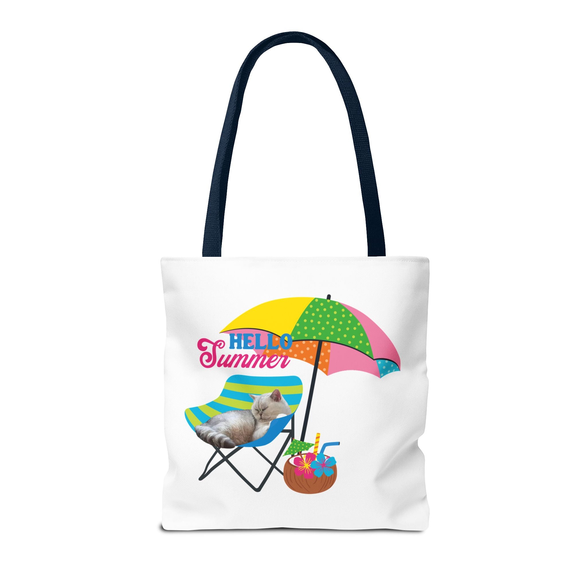 Summer Cat Tote Bag | Personalized Pet Photo Canvas Bag