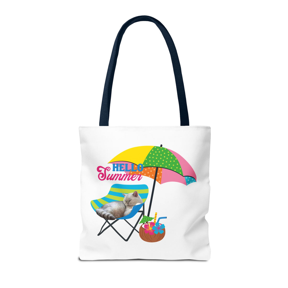Summer Cat Tote Bag | Personalized Pet Photo Canvas Bag