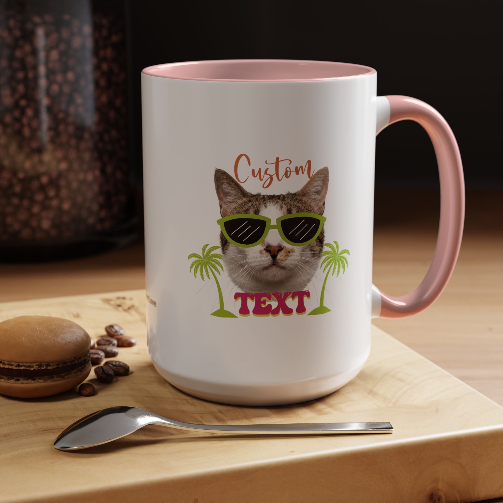 Cool Cat Summer Mug | Personalized Cat Photo Coffee Cup With Custom Text