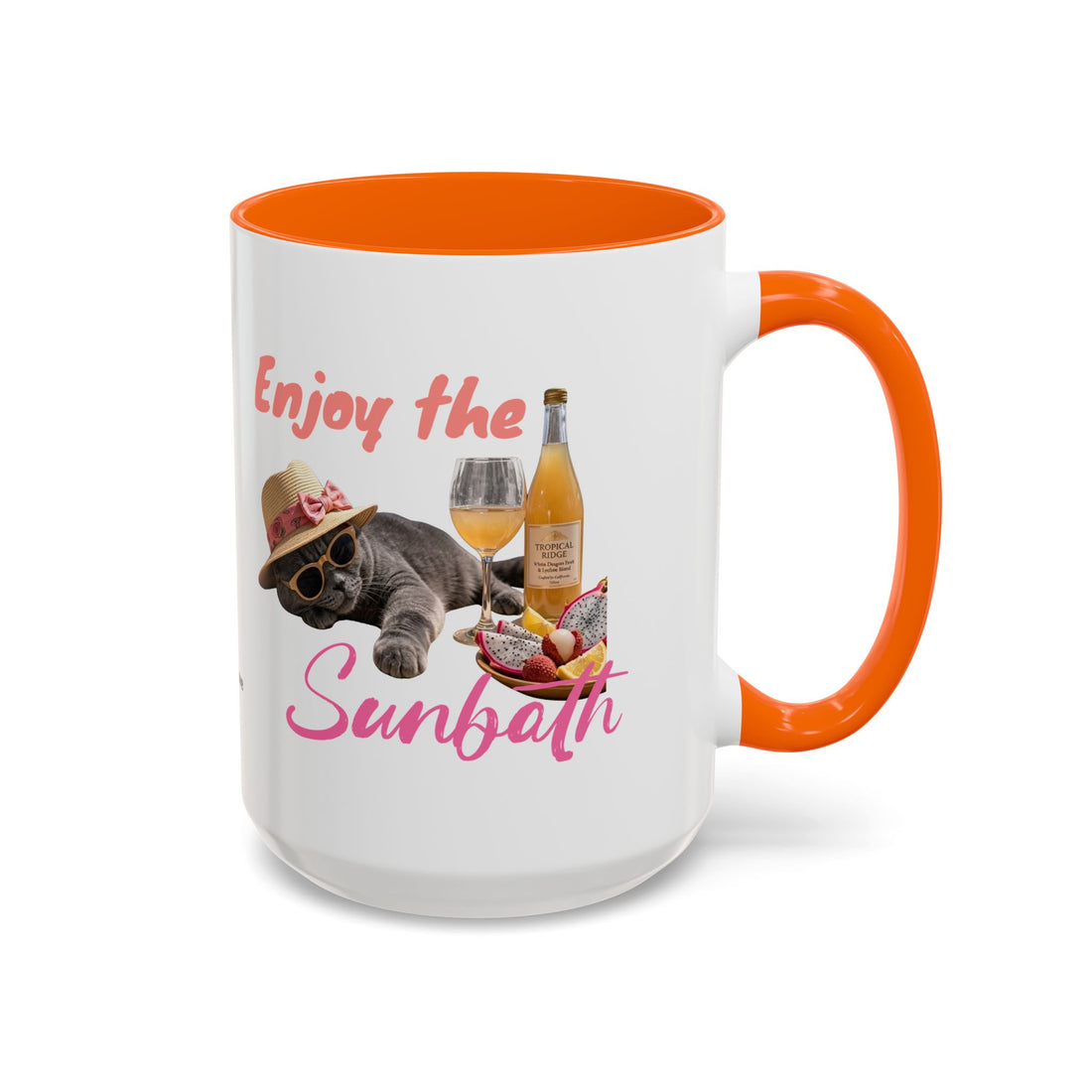Summer Sunbathing Cat Mug | Personalized Cat Coffee Cup With Custom Text