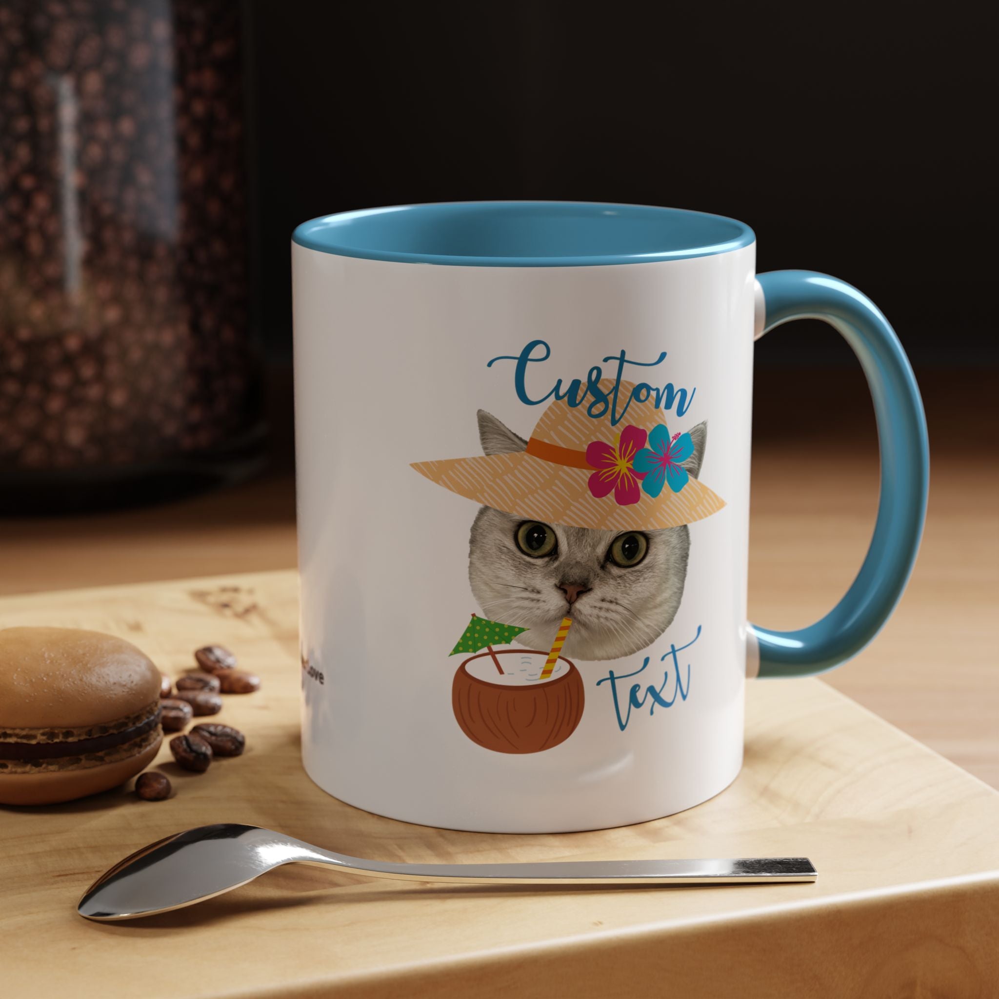 Personalized Summer Cat Mug | Custom Pet Portrait Coffee Cup