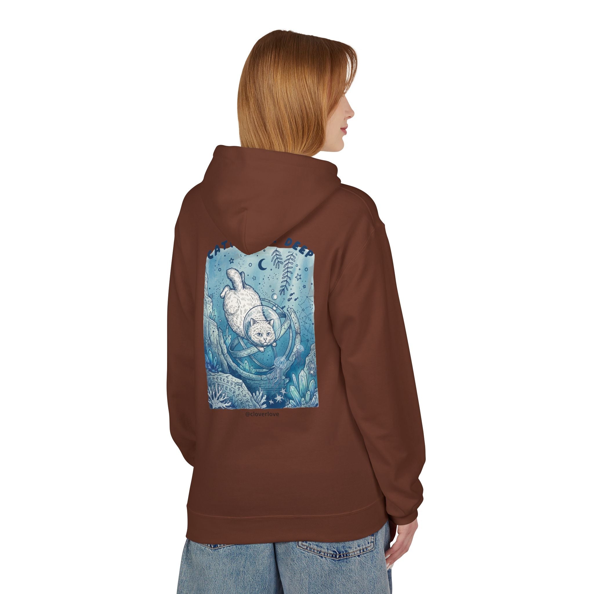 Katzen-Tiefseeabenteuer-Kapuzenpulli | Vintage Ozeanforscher Grafik-Sweatshirt