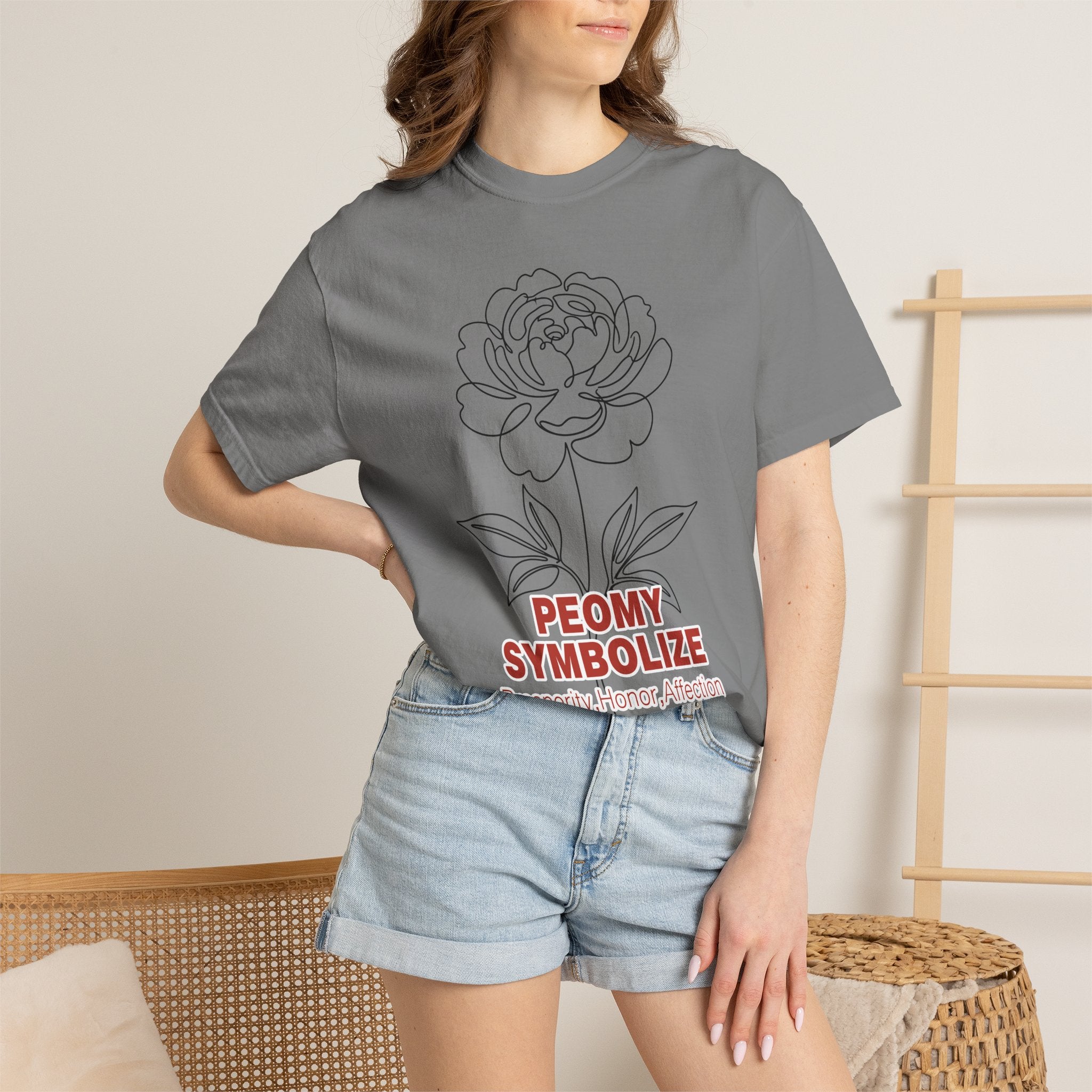 Peony Flower T-Shirt - Elegant Botanical Graphic Shirt for Flower Lovers