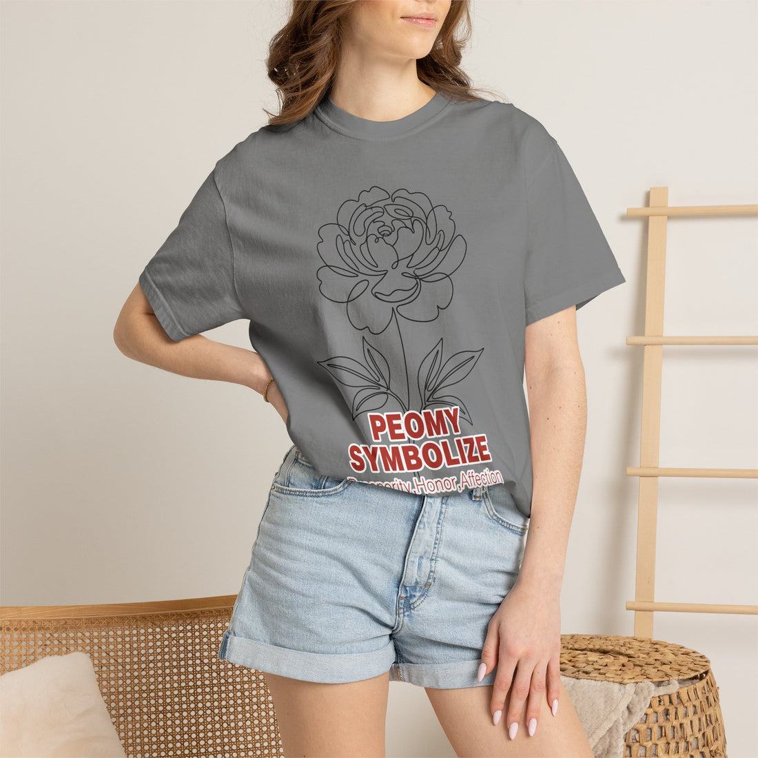 Peony Flower T-Shirt - Elegant Botanical Graphic Shirt for Flower Lovers