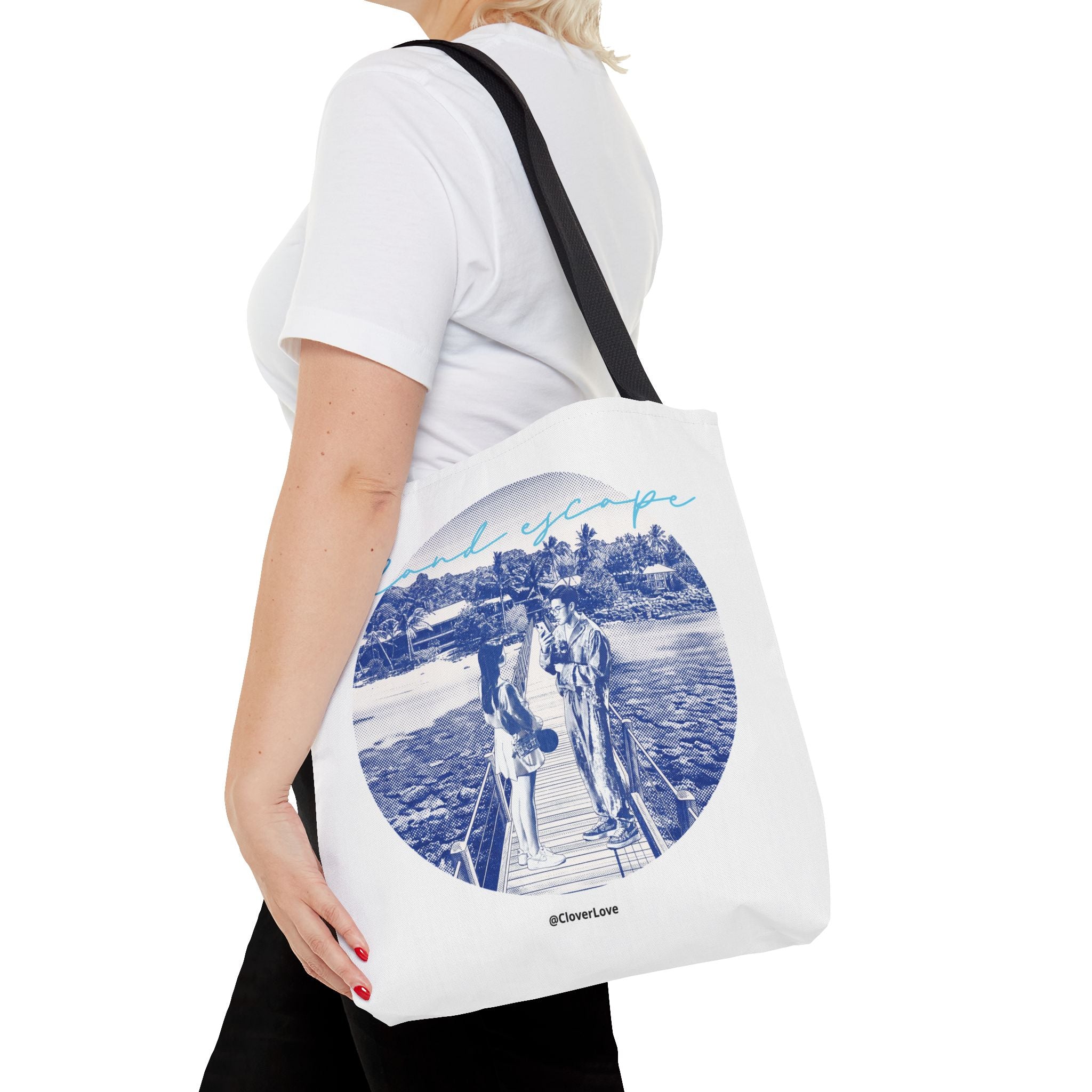Island Escape Tote Bag | Vintage Beach Travel Canvas Bag