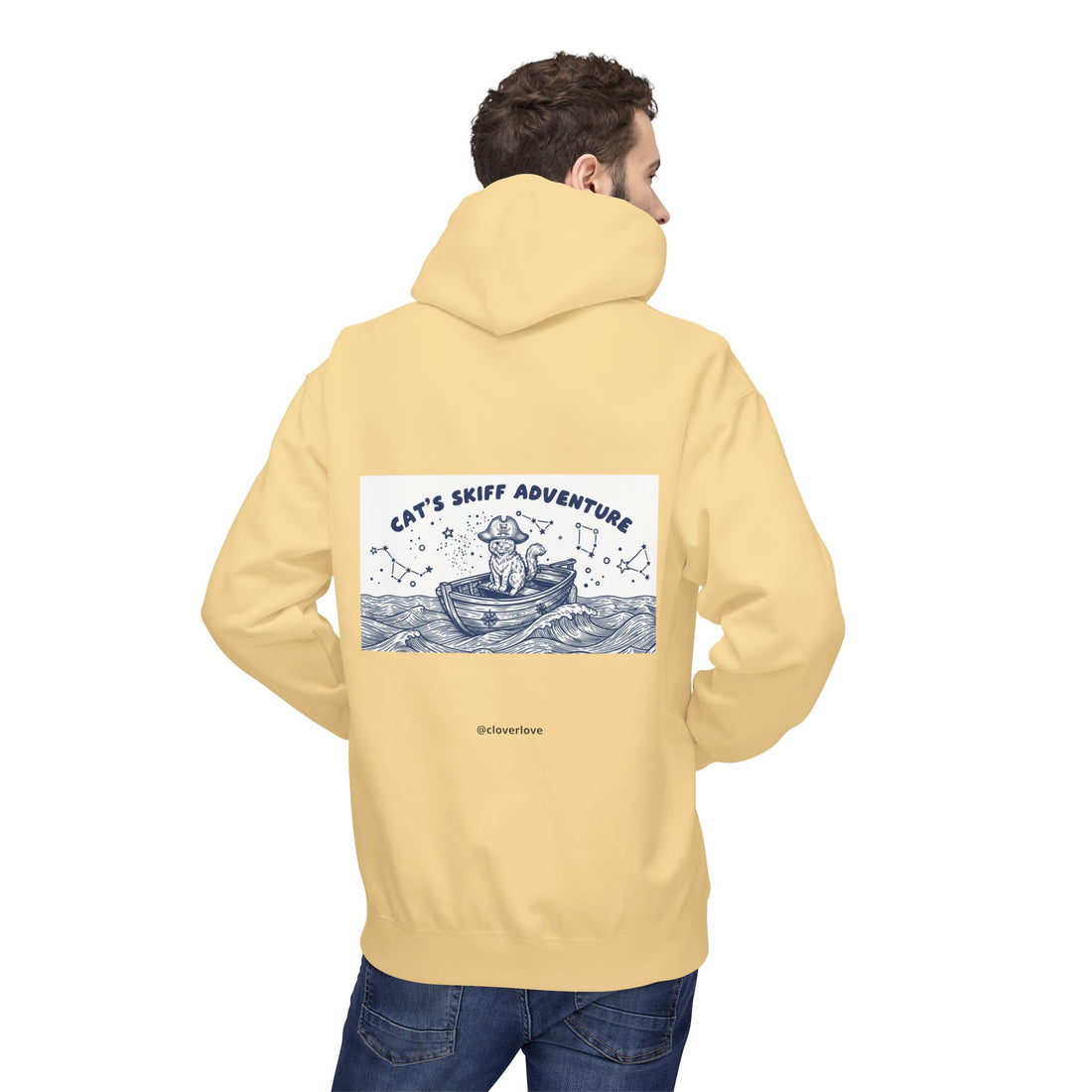 Katzen-Skiff-Abenteuer-Kapuzenpullover | Vintage Ozean Nautisch Grafik Sweatshirt