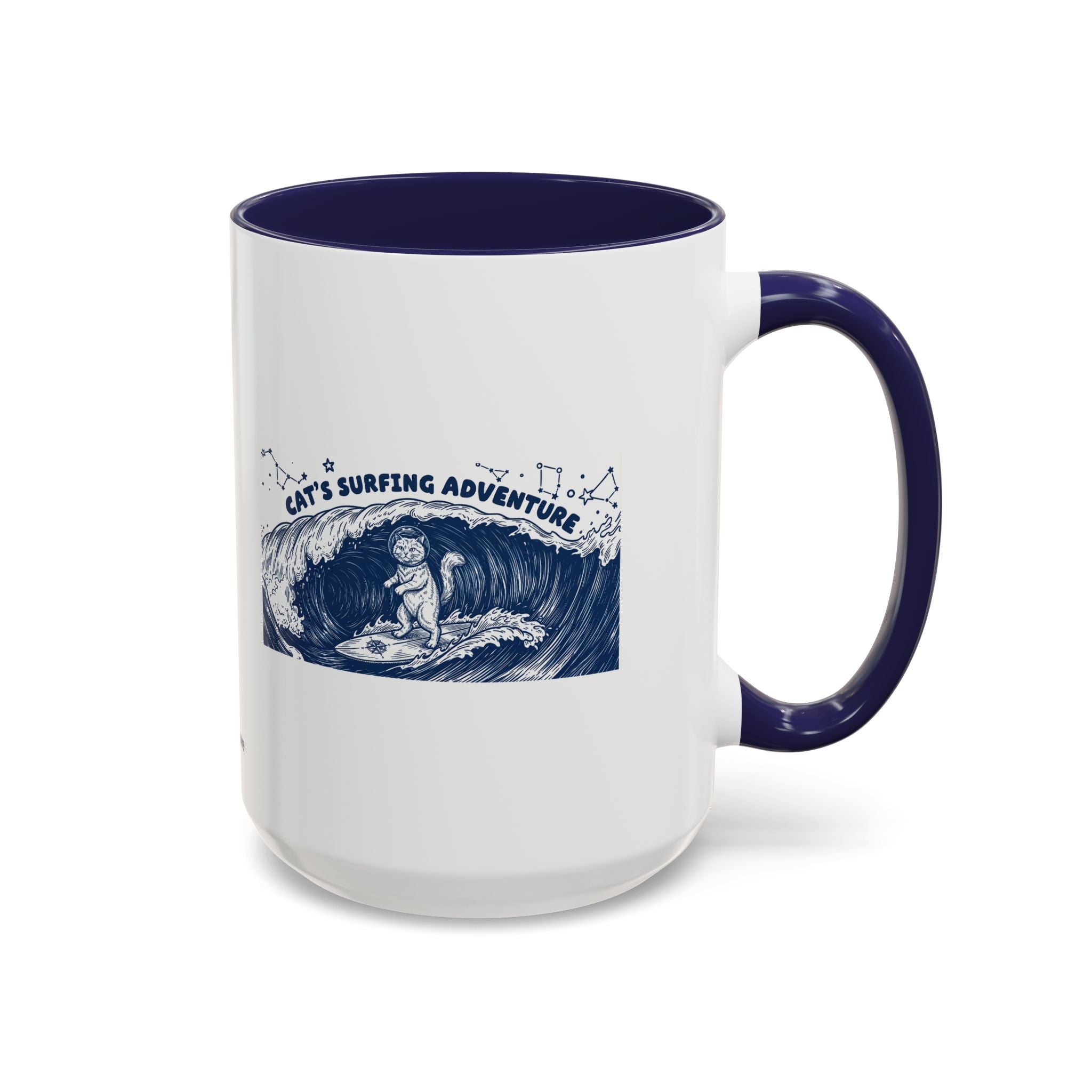 Cat's Surfing Adventure Ocean Wave Mug - Cute Cat Lover Coffee Cup