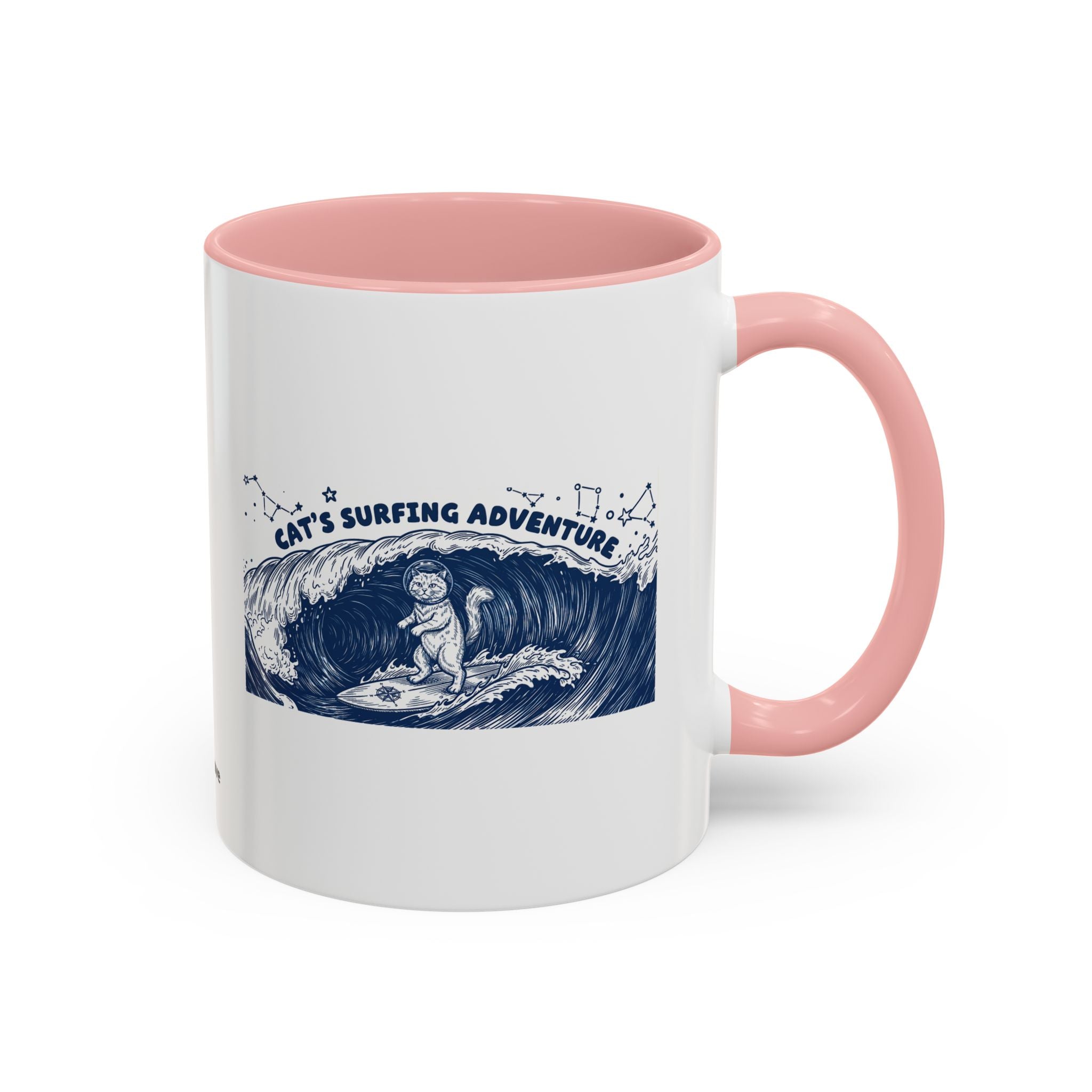 Cat's Surfing Adventure Ocean Wave Mug - Cute Cat Lover Coffee Cup