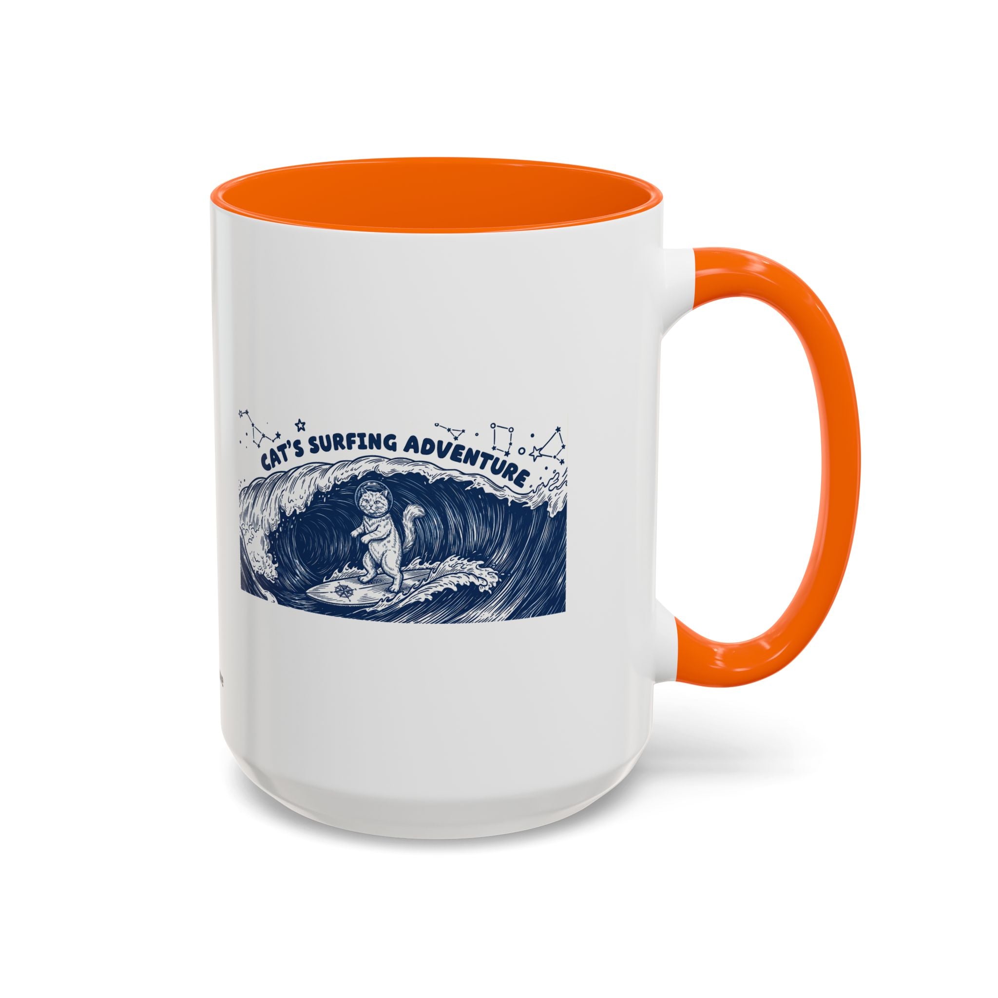 Cat's Surfing Adventure Ocean Wave Mug - Cute Cat Lover Coffee Cup