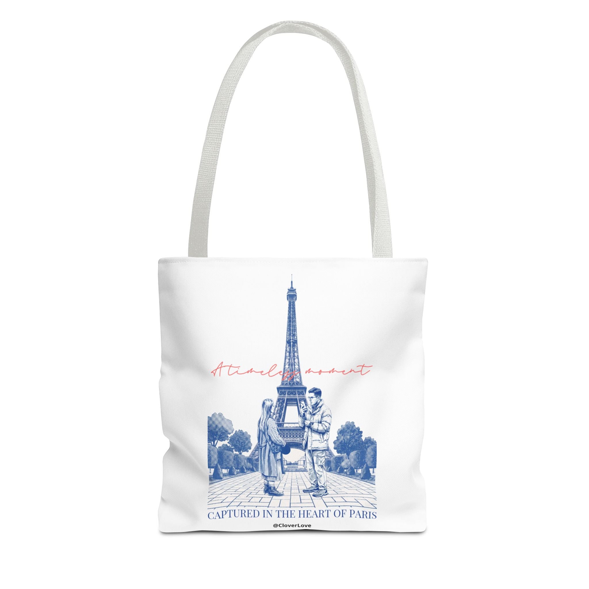 Paris Travel Tote Bag | Vintage Eiffel Tower Couple Canvas Bag