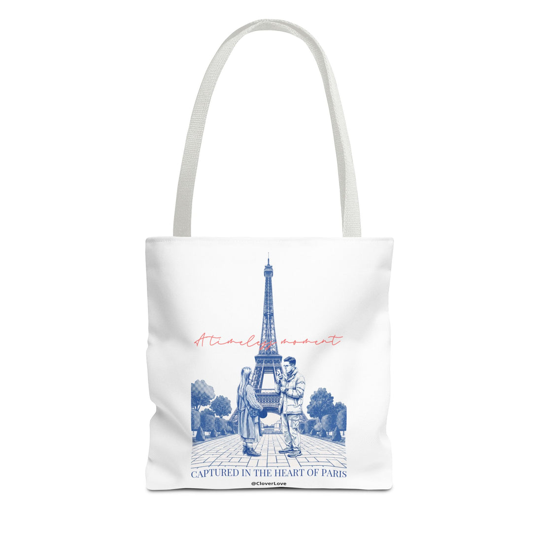 Paris Travel Tote Bag | Vintage Eiffel Tower Couple Canvas Bag