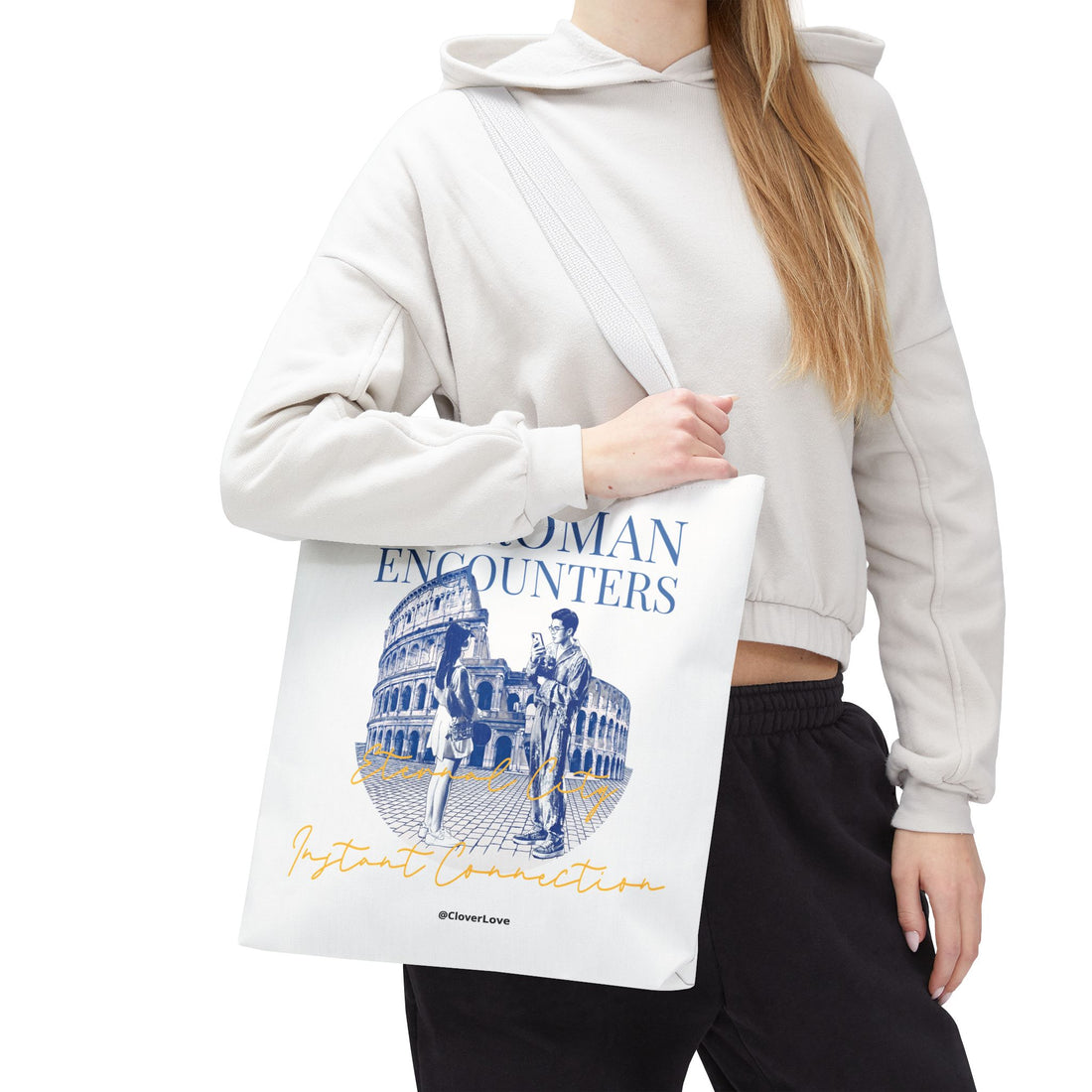 Roman Encounter Travel Tote Bag | Vintage Italy Rome Colosseum Canvas Tote Bag for Travel Lovers