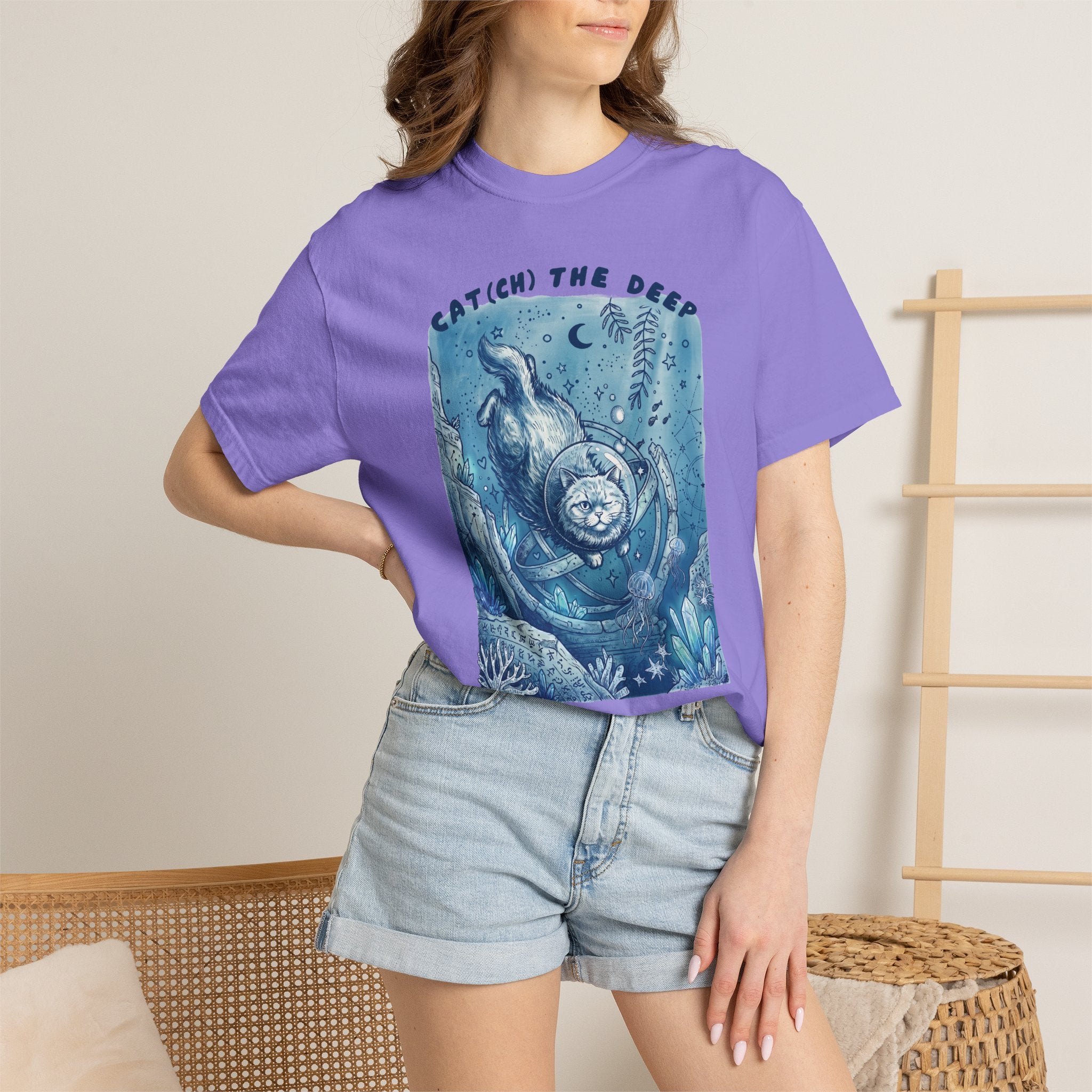 Cat(ch) The Deep Sea T-Shirt - Deep Ocean Fantasy Shirt for Cat Lovers
