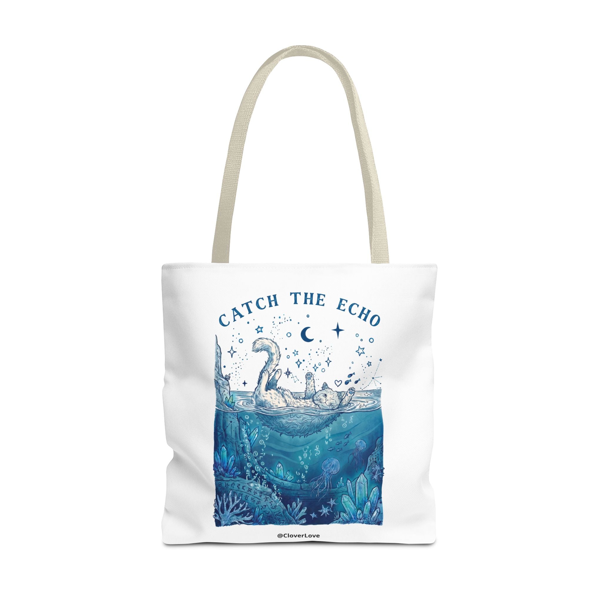 Cat Ocean Adventure Tote Bag | Vintage Underwater Graphic Canvas Bag