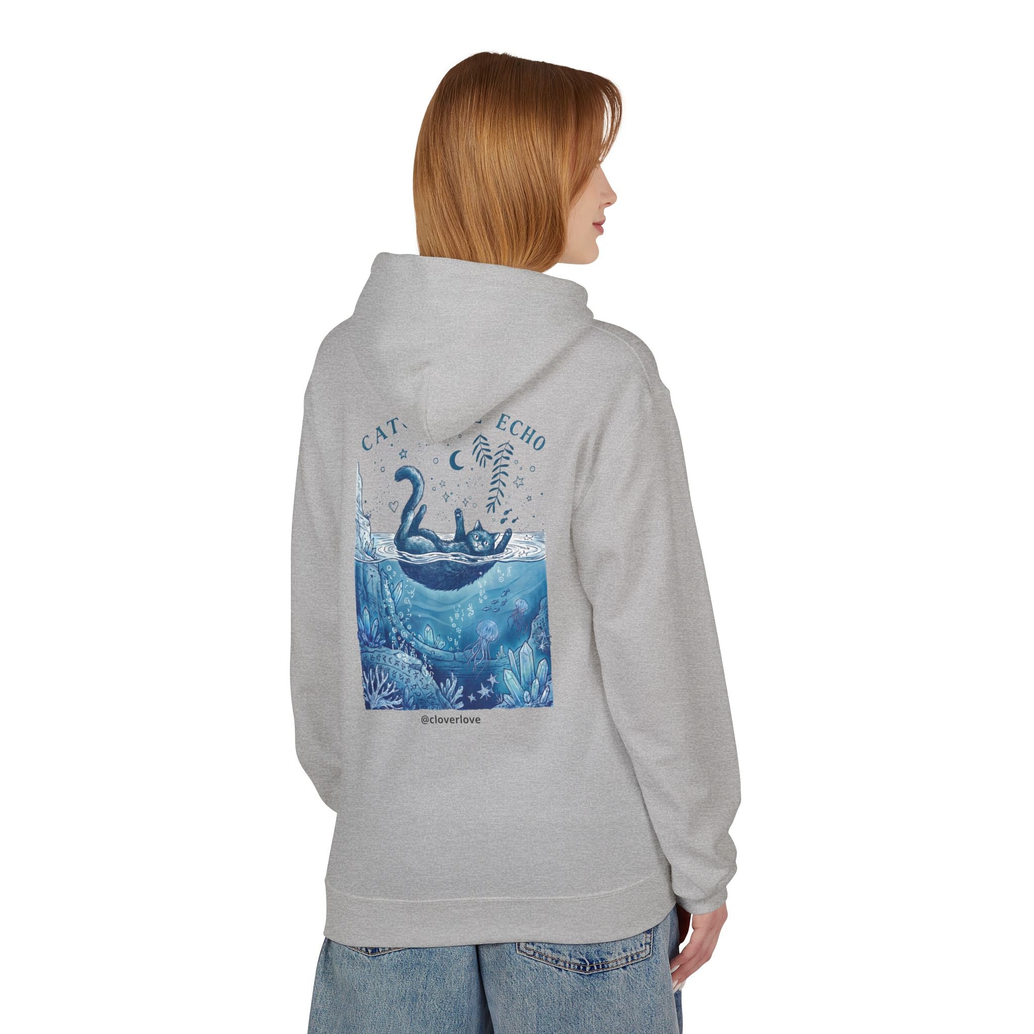 Katzen-Ozean-Abenteuer-Kapuzenpullover | Vintage Unterwasser-Grafik-Sweatshirt