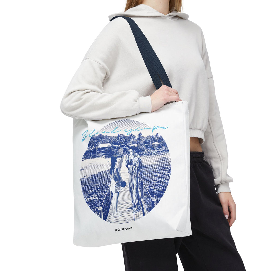 Island Escape Tote Bag | Vintage Beach Travel Canvas Bag