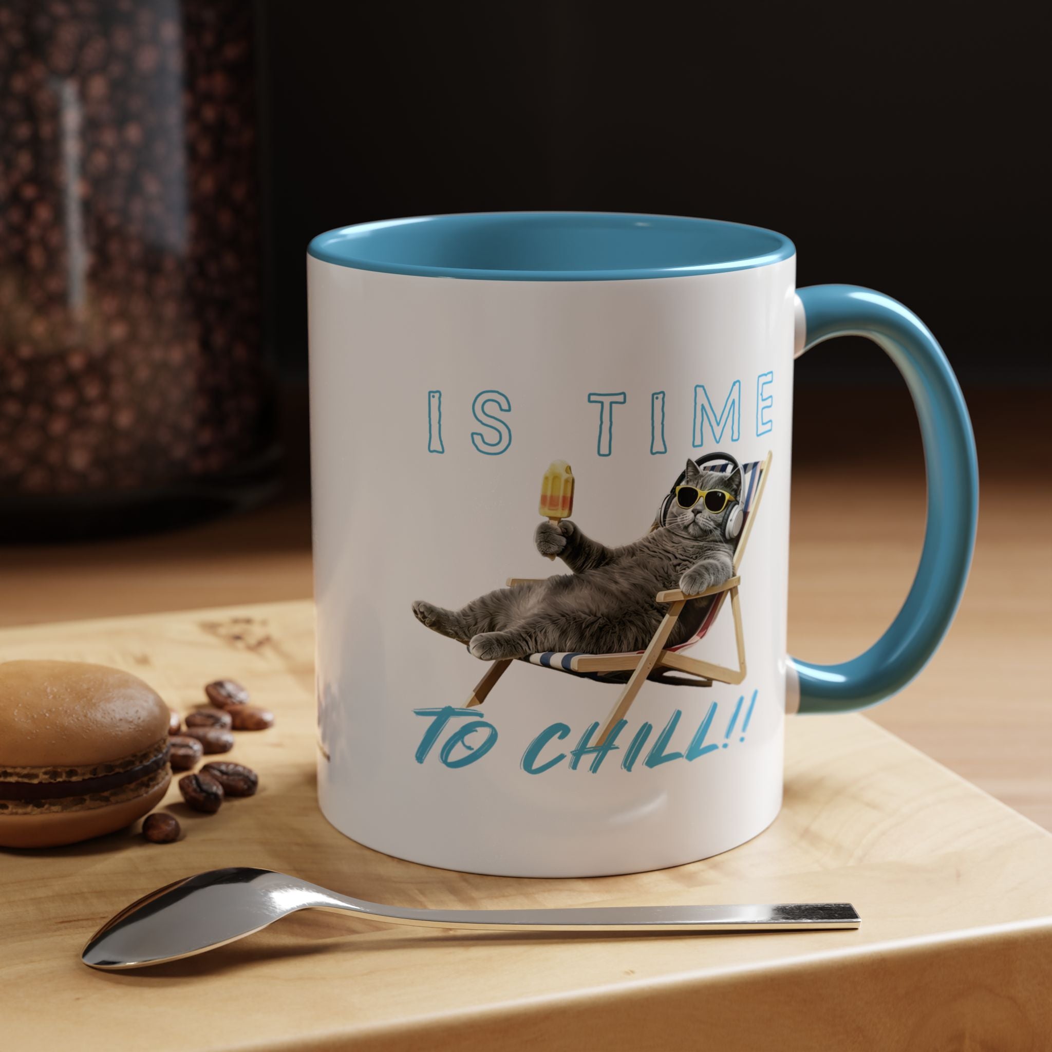 Chill Cat Sommerbecher | Personalisierte Katzenfoto-Kaffeetasse mit individuellem Text