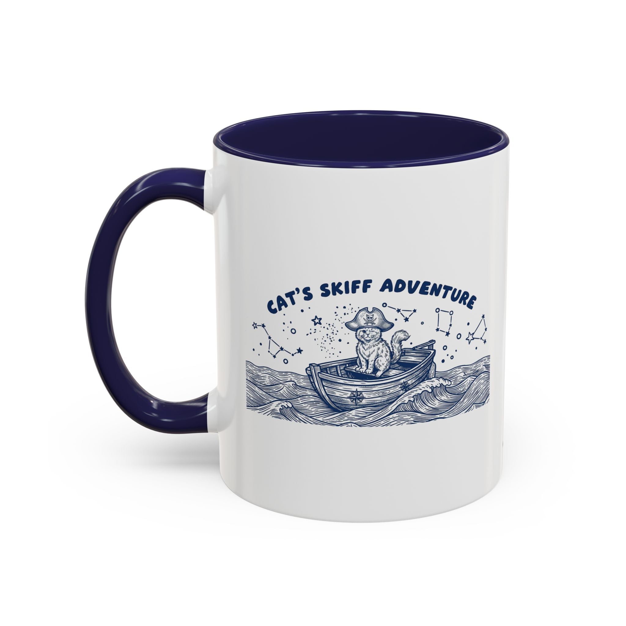 Cat's Skiff Adventure Ocean Mug - Cute Nautical Cat Lover Coffee Cup