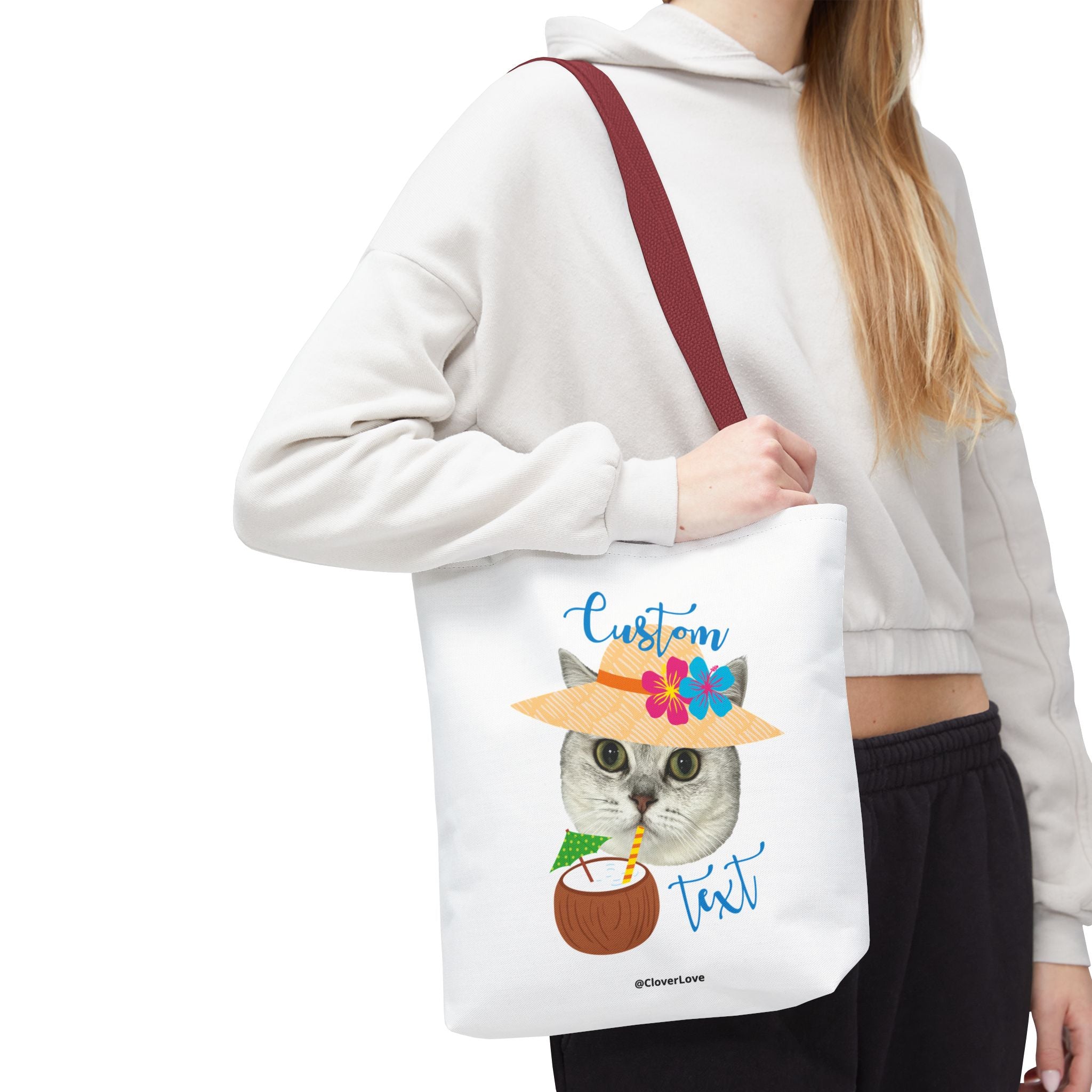 Summer Cat Tote Bag | Personalized Pet Photo Canvas Bag