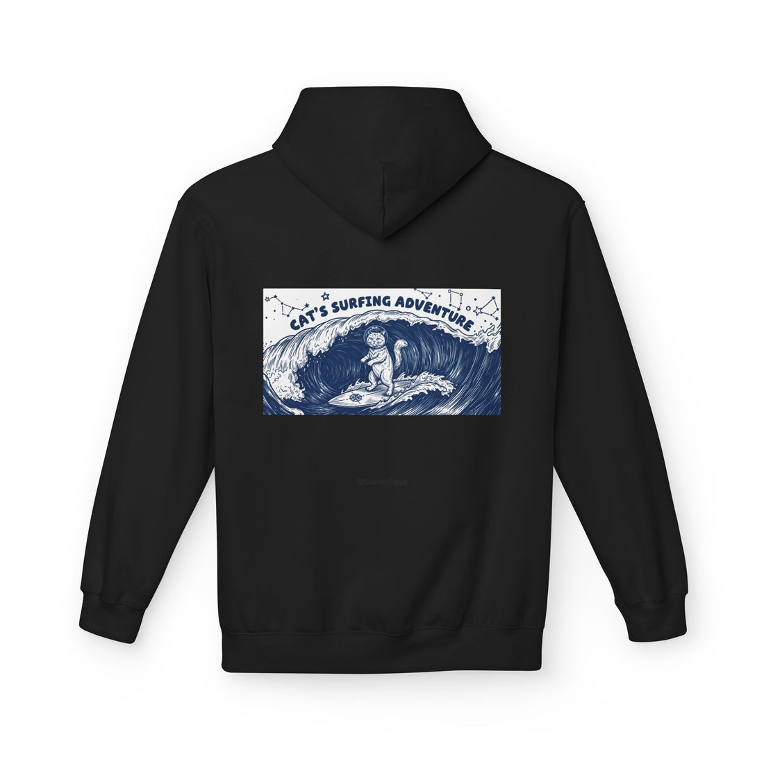 Katzen-Surf-Abenteuer Hoodie | Vintage Meeres-Grafik Sweatshirt